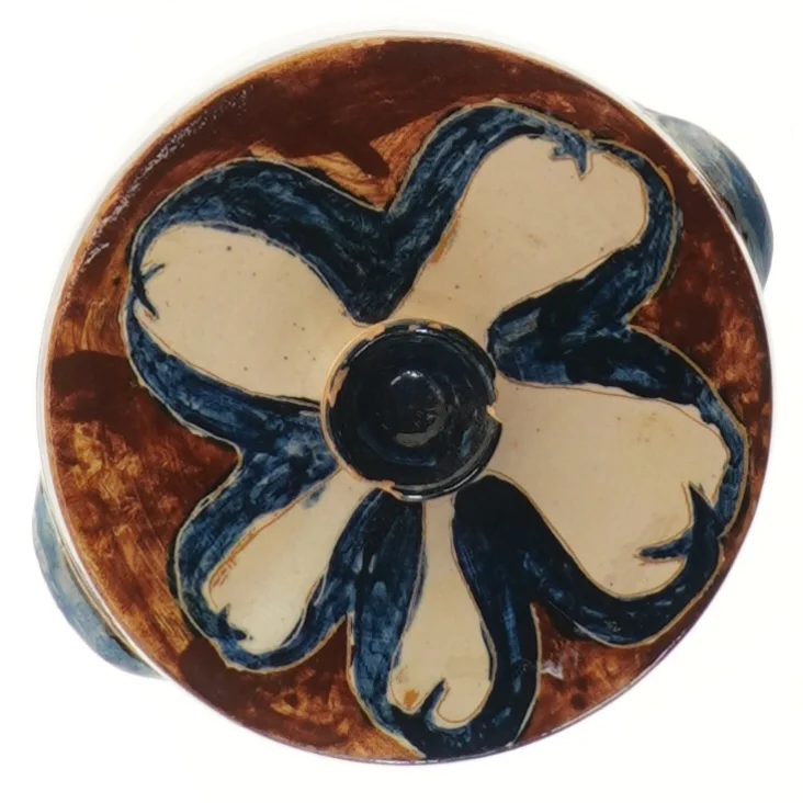 Lille keramisk krukke med låg (str. Ø 13 cm)