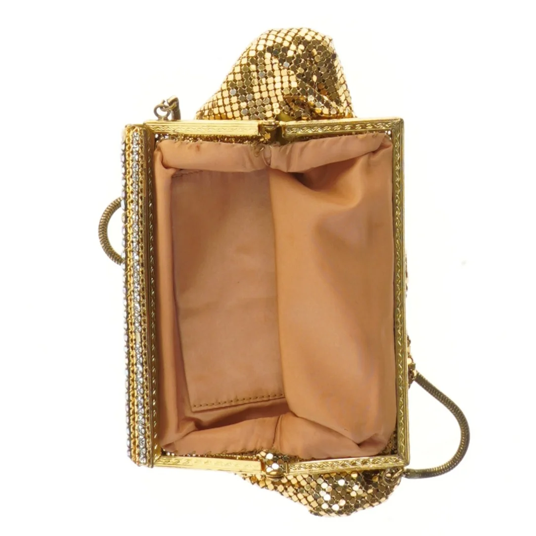 Guld håndtaske med pung (str. 20x10 cm)