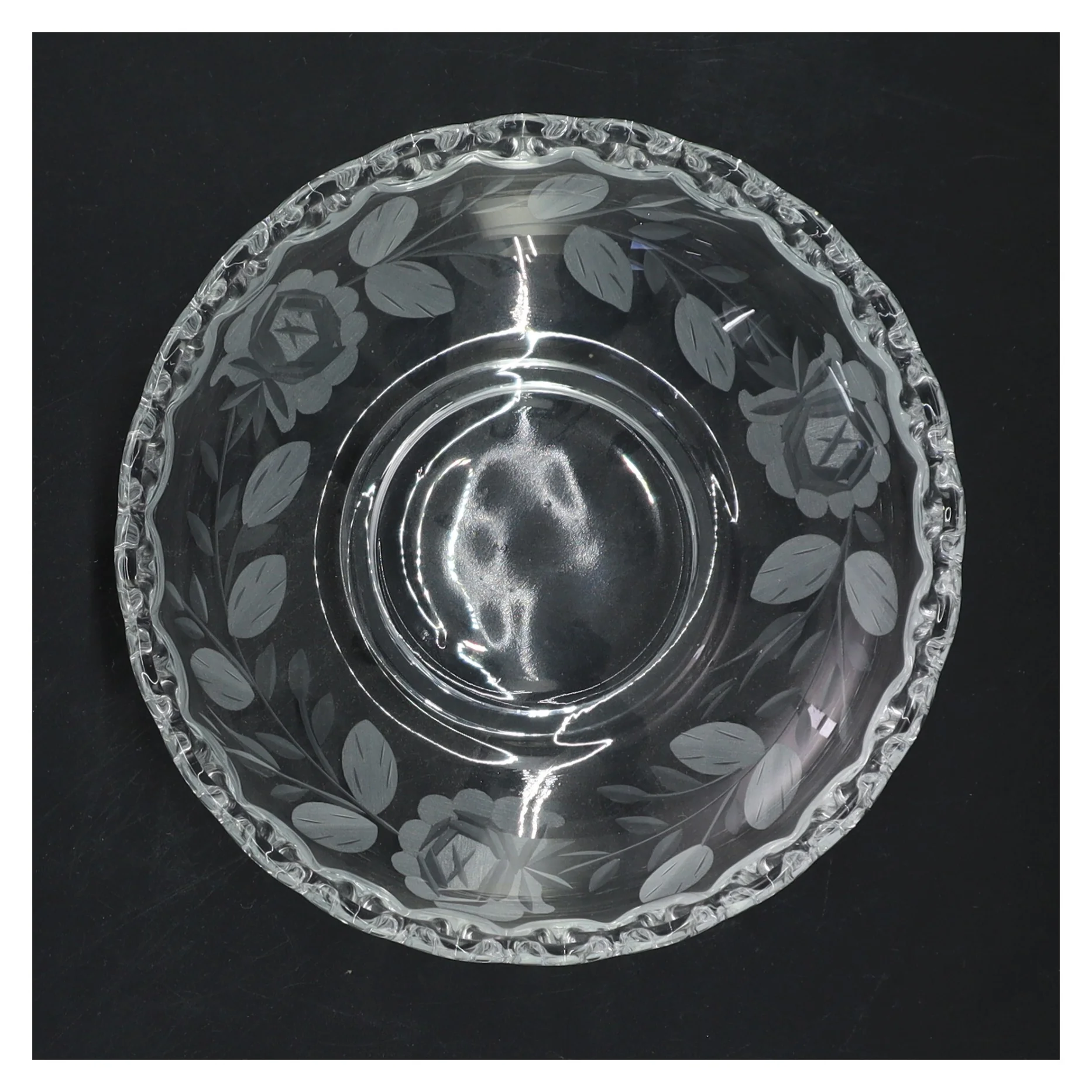 Dekoreret glasskål (str. Ø 16 cm)