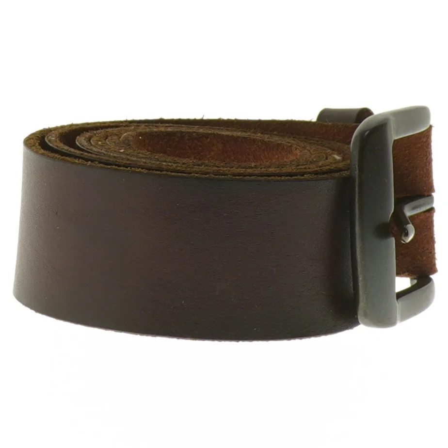Brun læderbælte (str. 115 cm)
