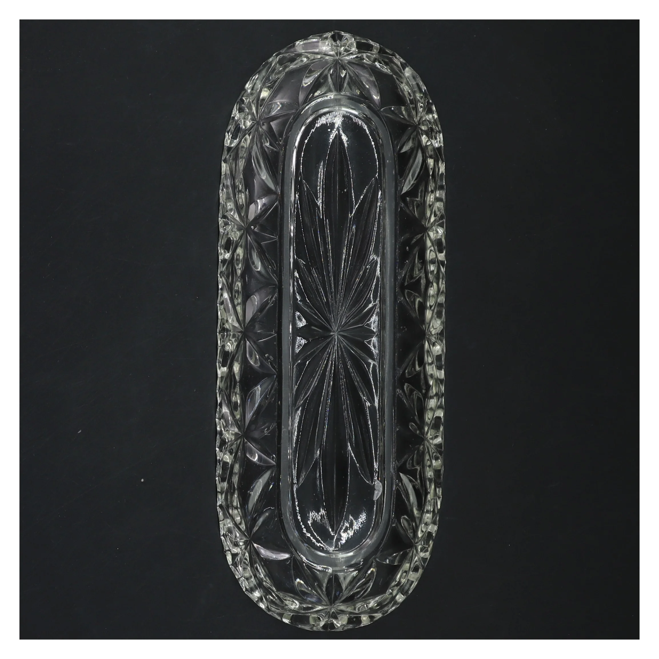 Glas skål med mønster (str. 24x9x3 cm)