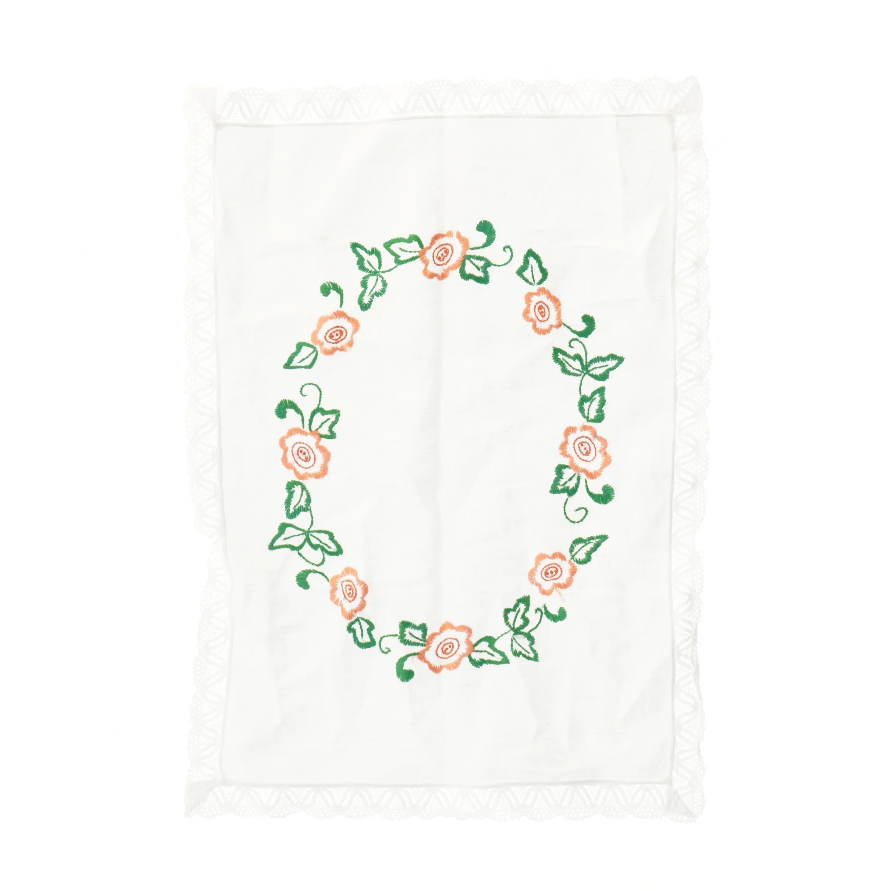 Bordløber med broderet blomsterdesign (str. 50x35 cm)