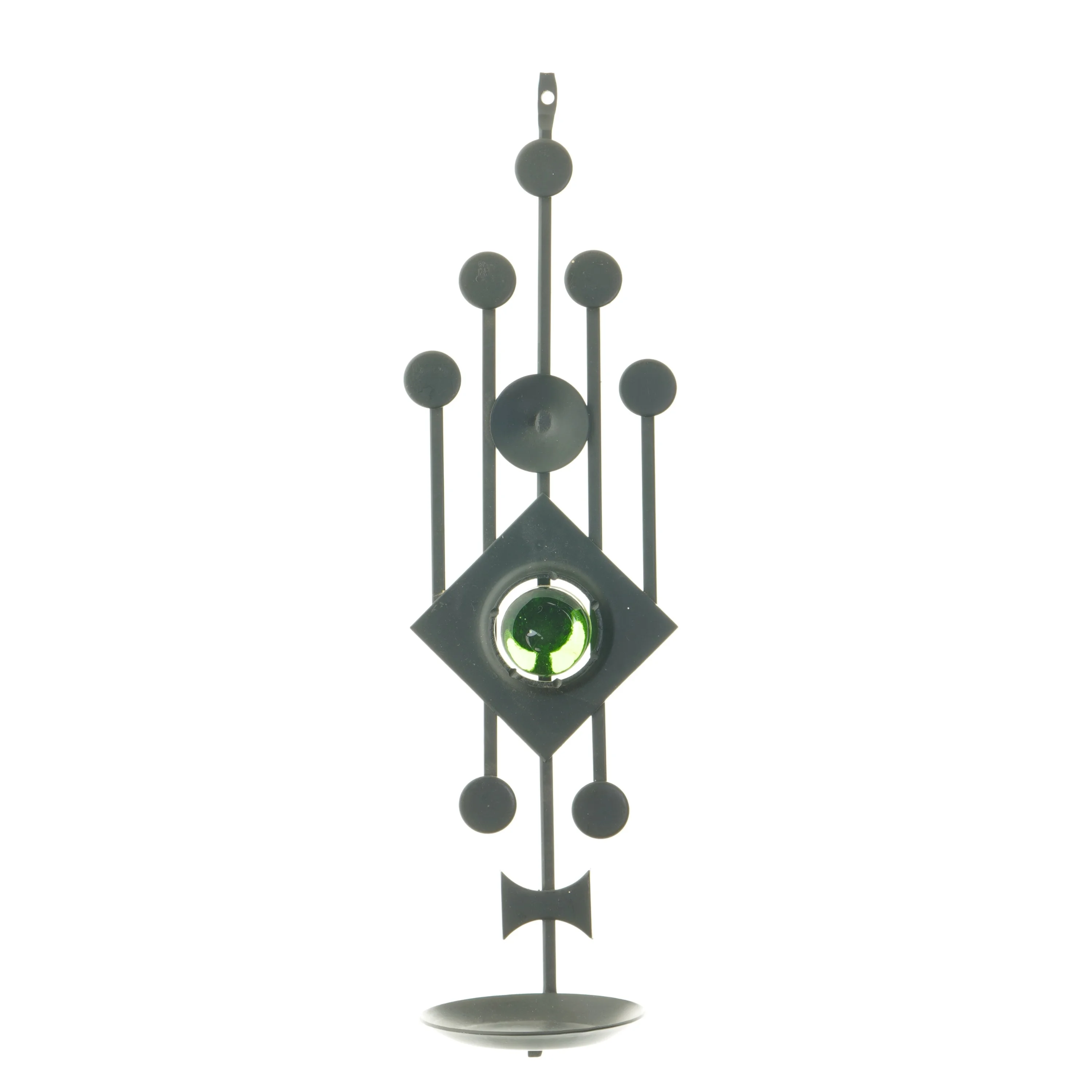 Væghængt lysestage med grøn glasdetalje fra Dantoff (str. 42 cm)