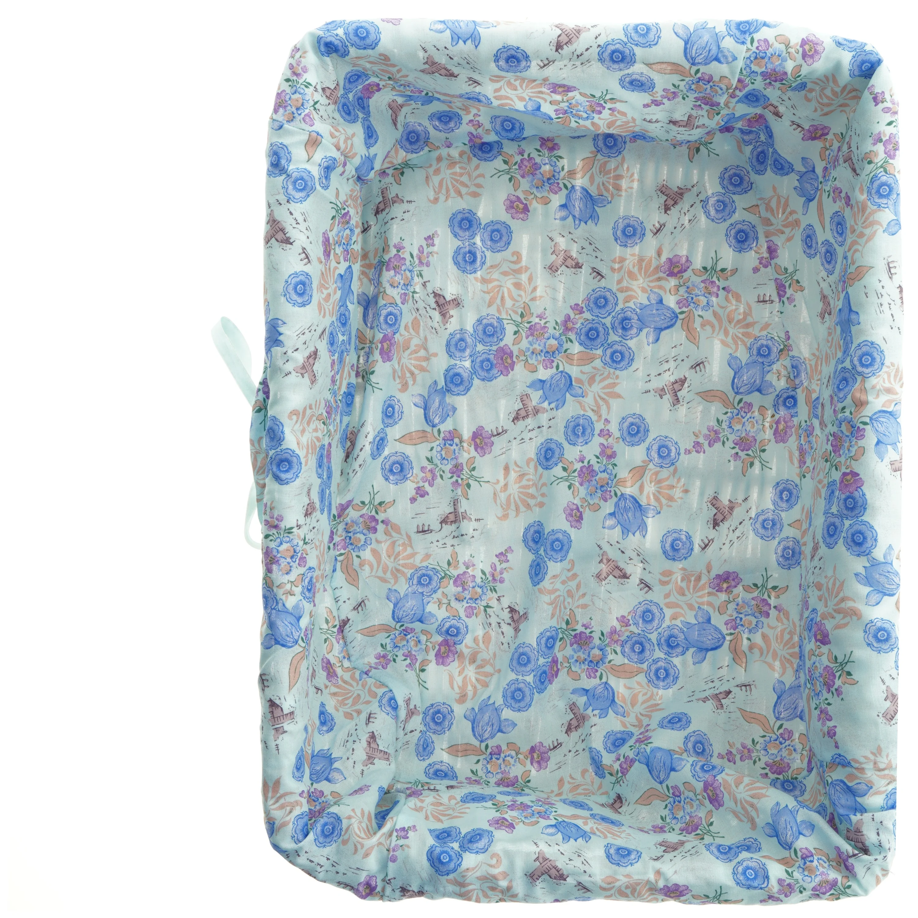 Flettet kurv med blomsterprint betræk