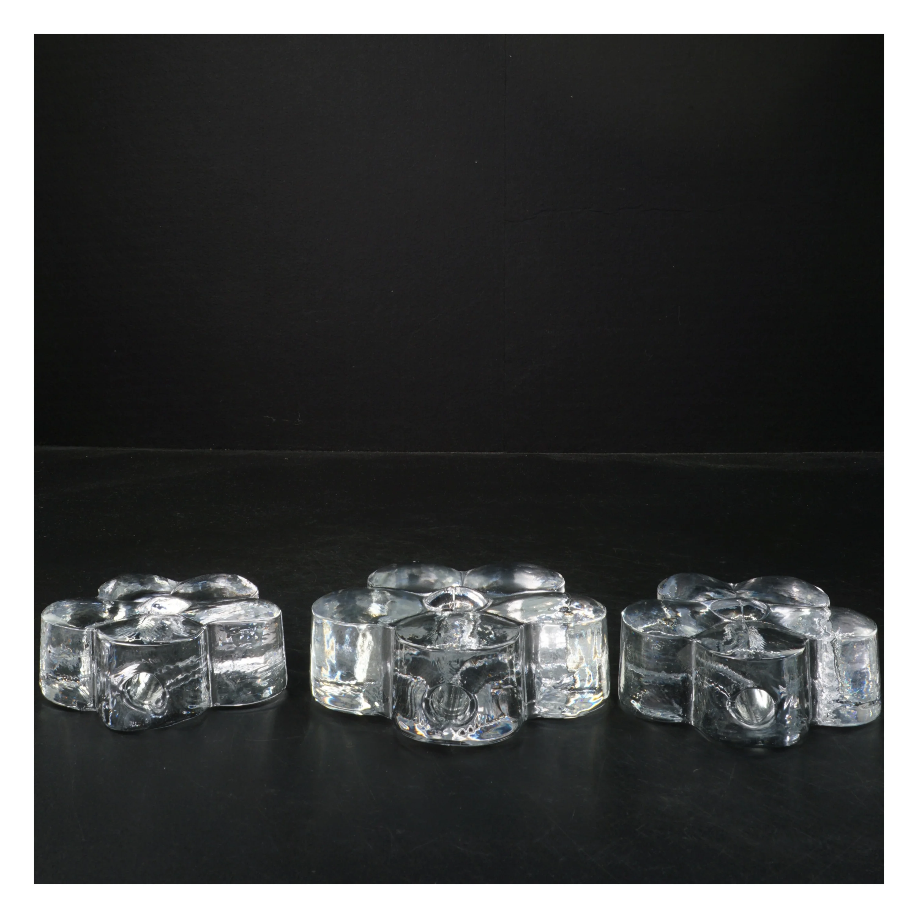 Glas lysestage sæt (str. Ø 10,12 cm)