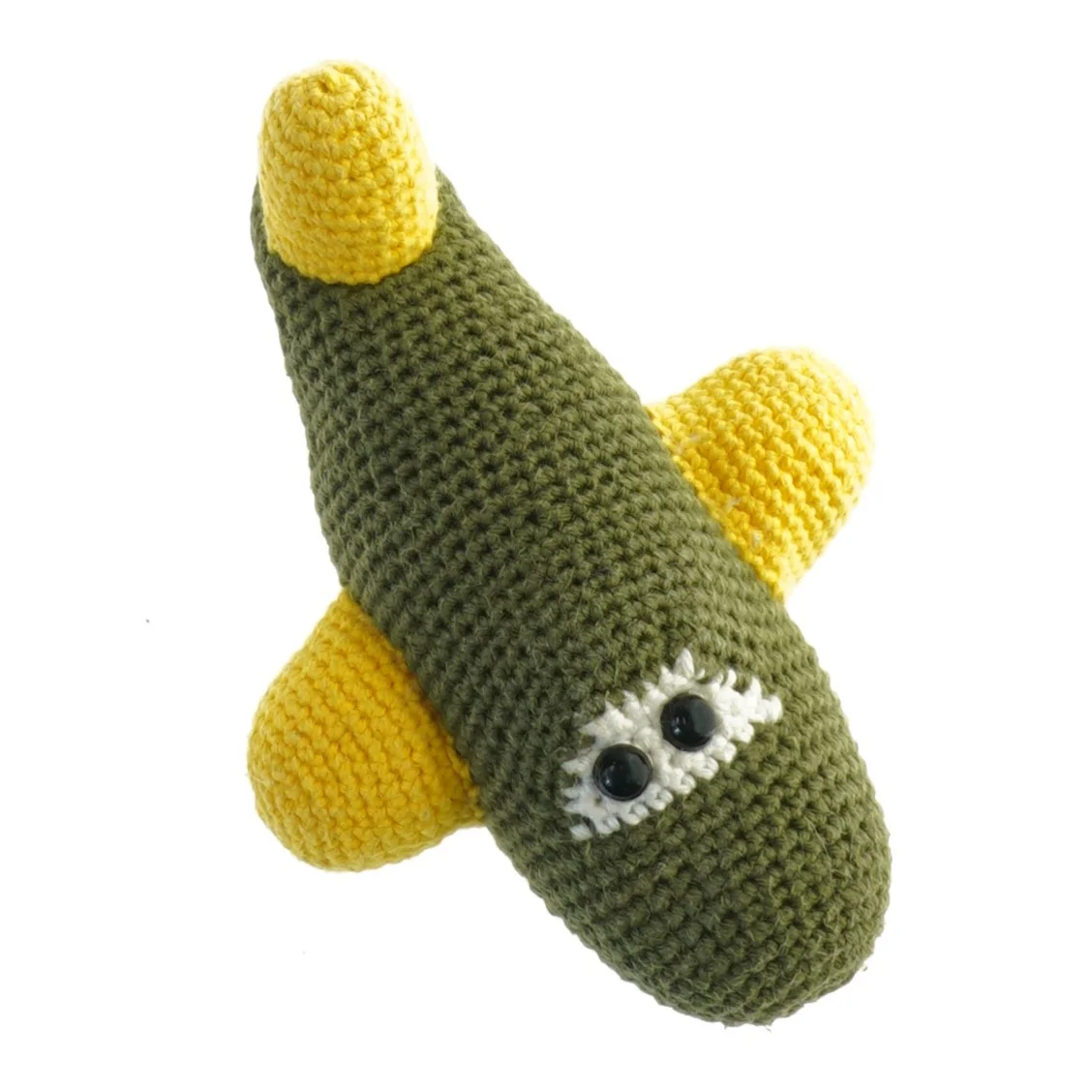 Hæklet flyvemaskine legetøj (str. 13 cm)