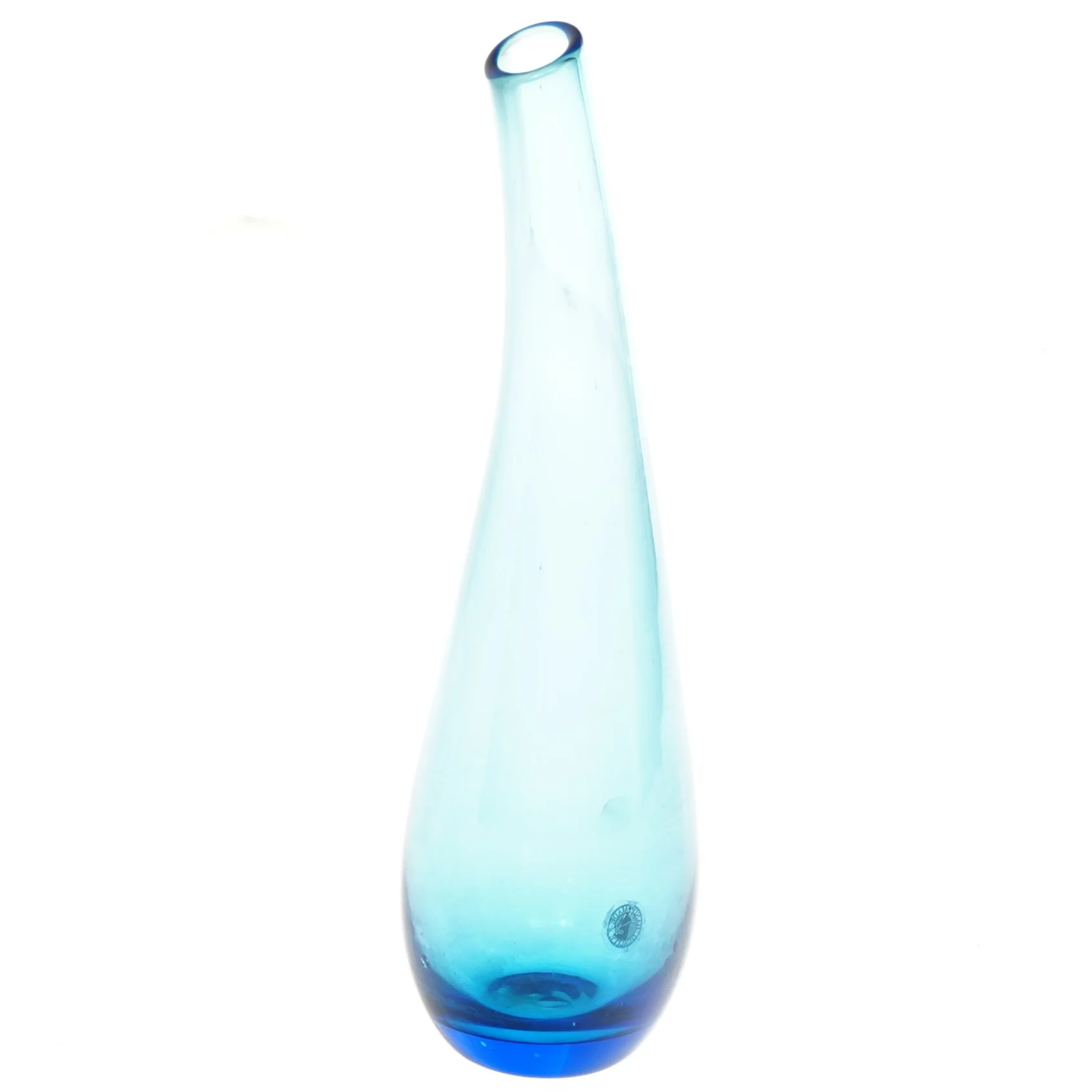 Bl&aring; glasvase (str. 25x7 cm)