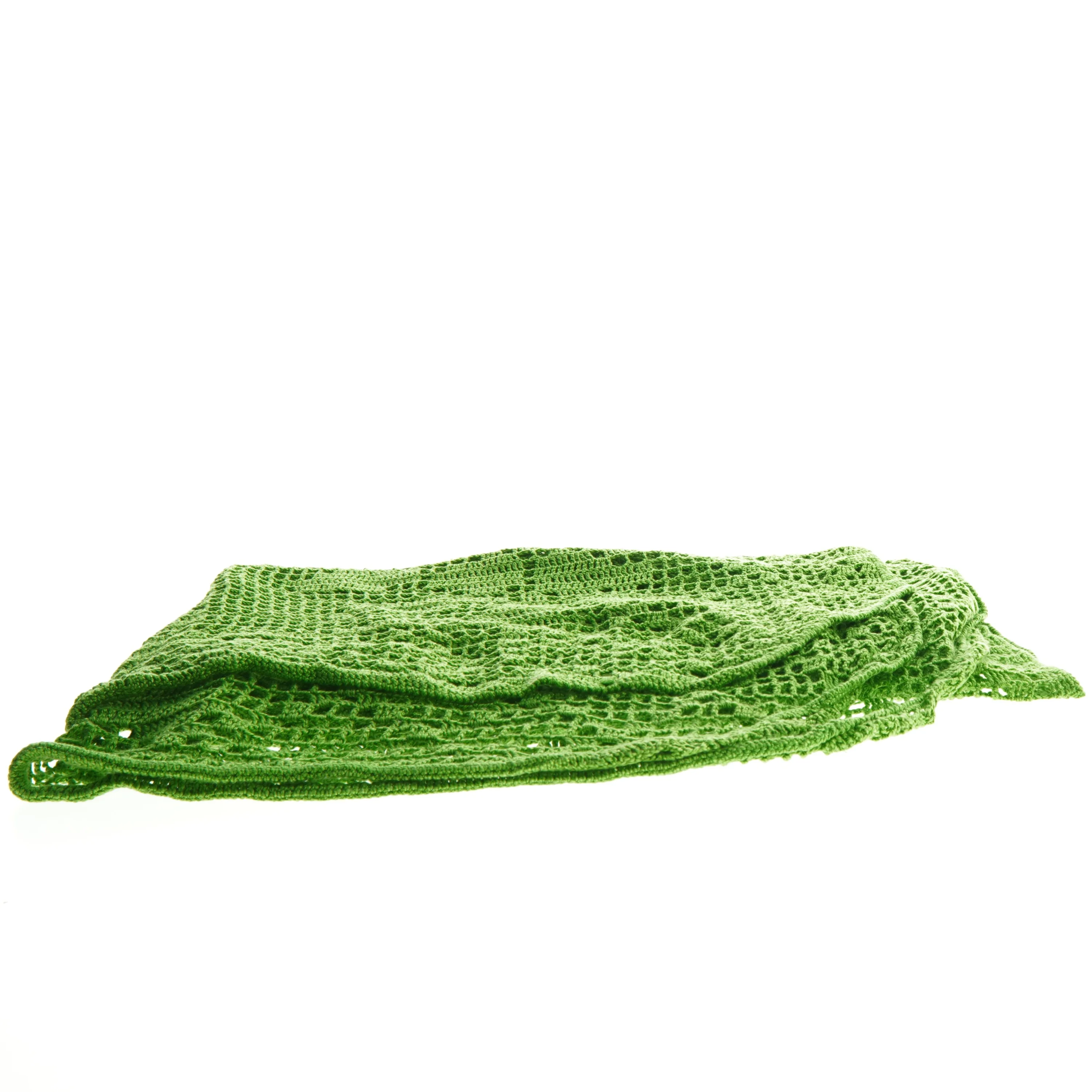 Grønt hæklet tæppe (str. 130x94 cm)