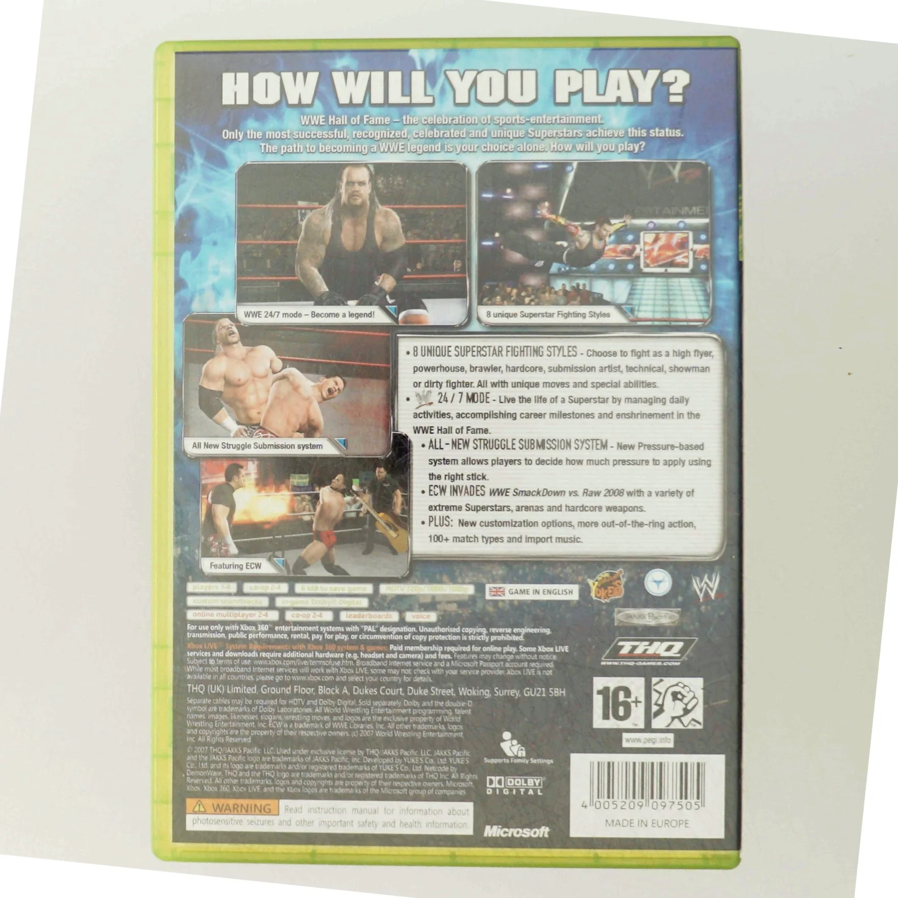 WWE SmackDown vs. Raw 2008 Xbox 360 Spil fra THQ