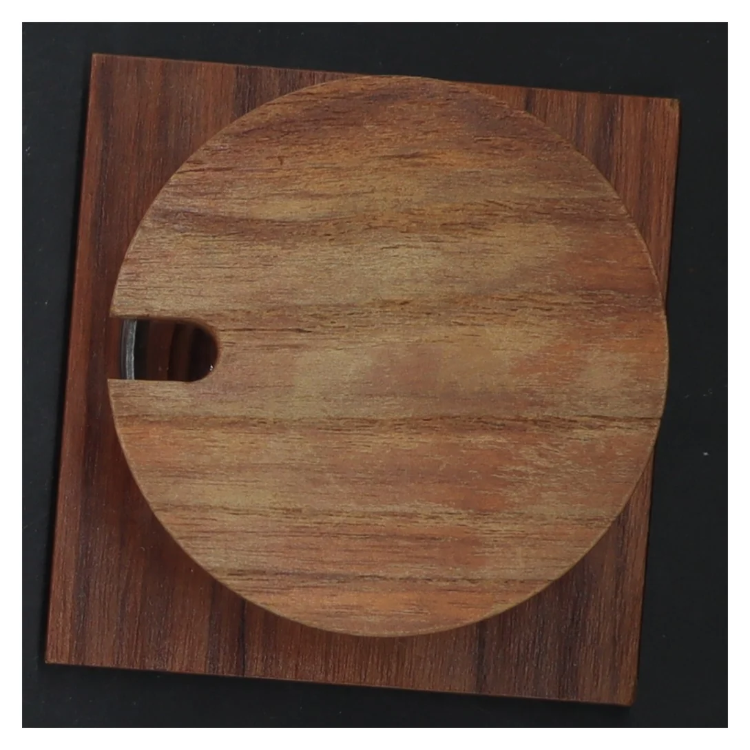 Vintage glasbeholder med træ-låg og base (str. 6 cm)