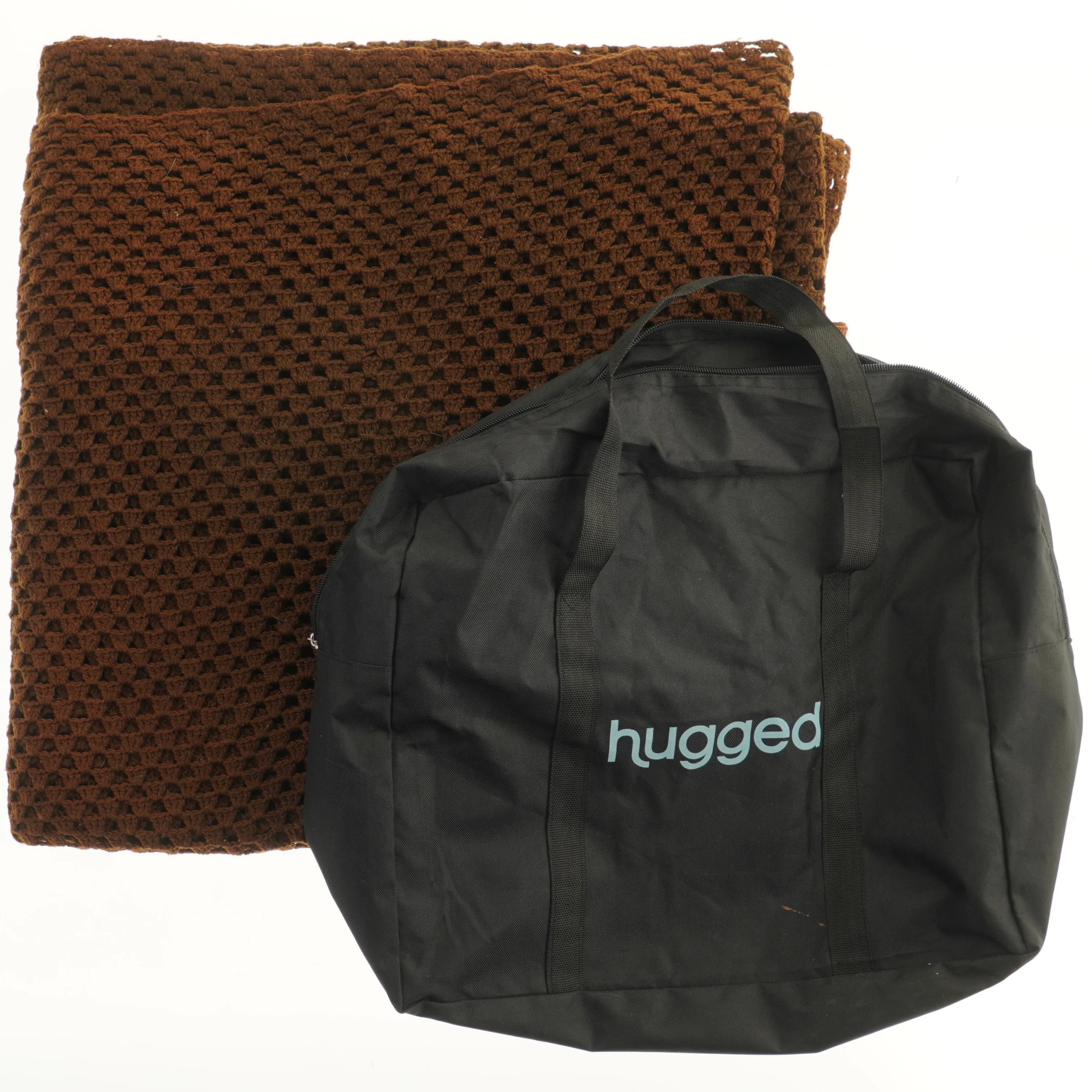 Hæklet tæppe med taske fra hugged (str. 220x220 cm)