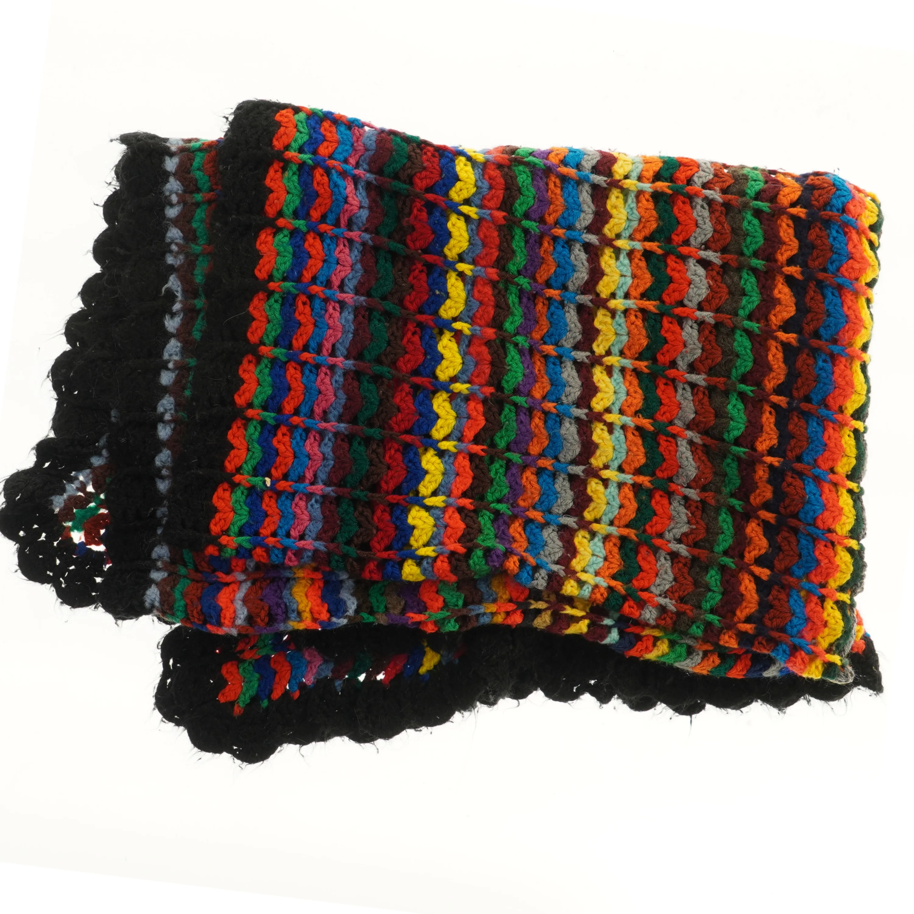 Strikket tæppe med bølgemønster (str. 154x112 cm)