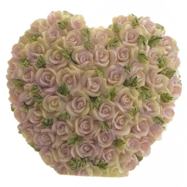 Hjerteformet lysetage med roser (str. 8x8 cm)