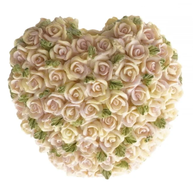 Hjerteformet lysetage med roser (str. 8x8 cm)