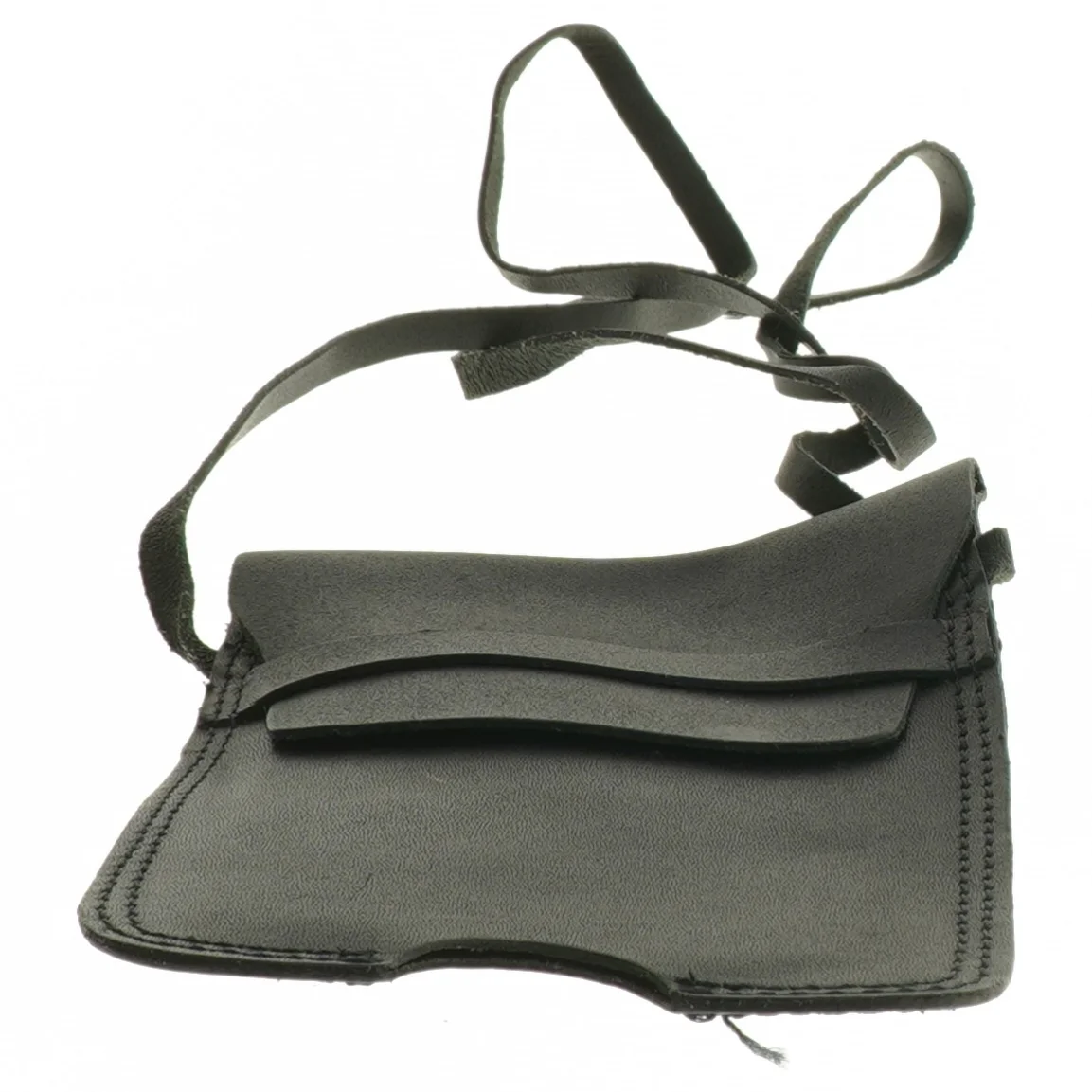 Sort læder mobiltelefon taske (str. 15x9,5 cm)