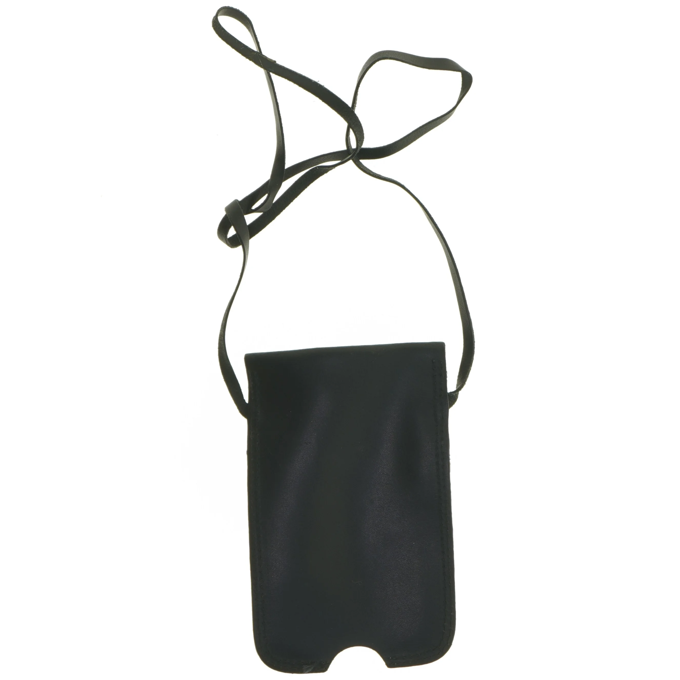 Sort læder mobiltelefon taske (str. 15x9,5 cm)