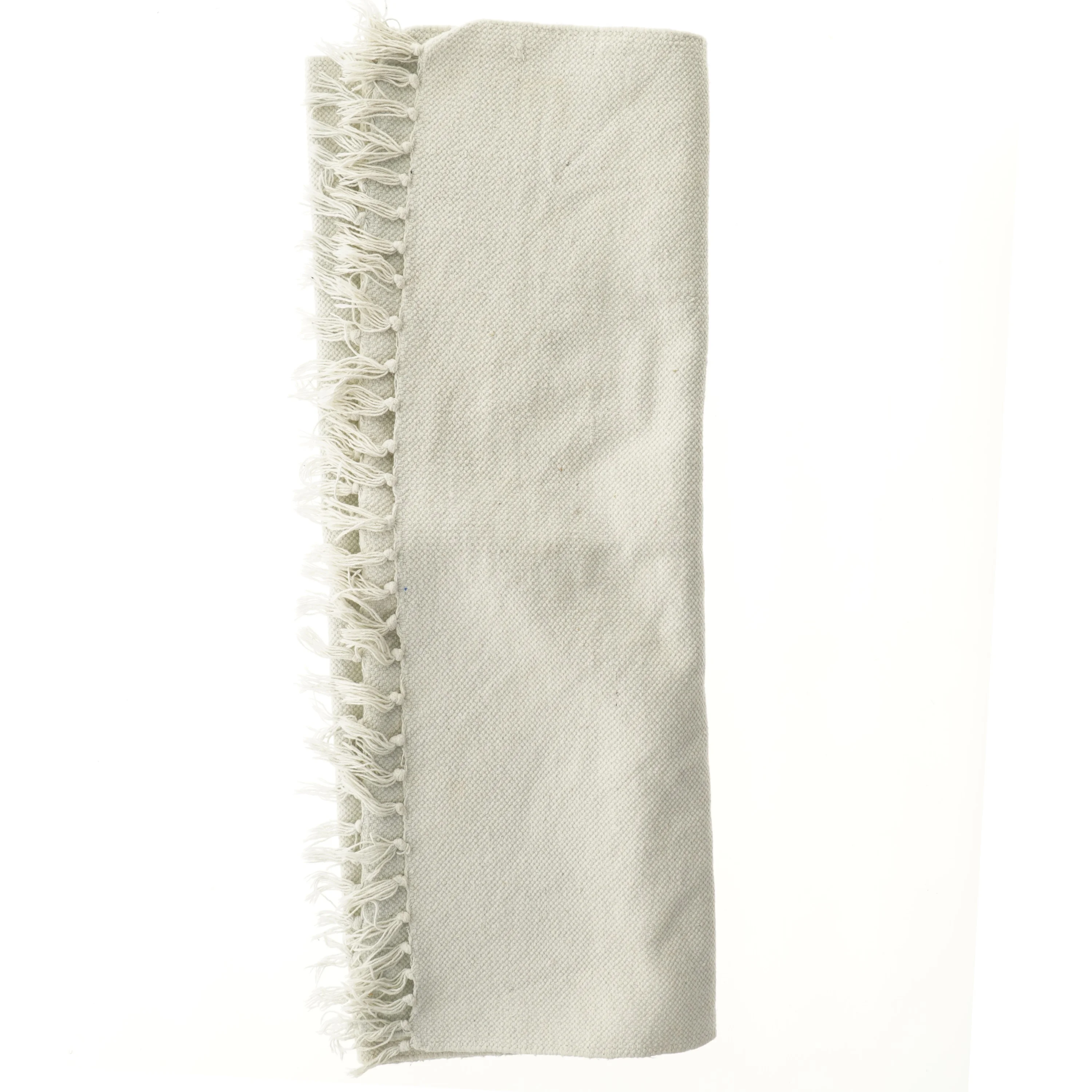 Rektangulært vævet tæppe med geometrisk mønster frynser (str. 256x91 cm)