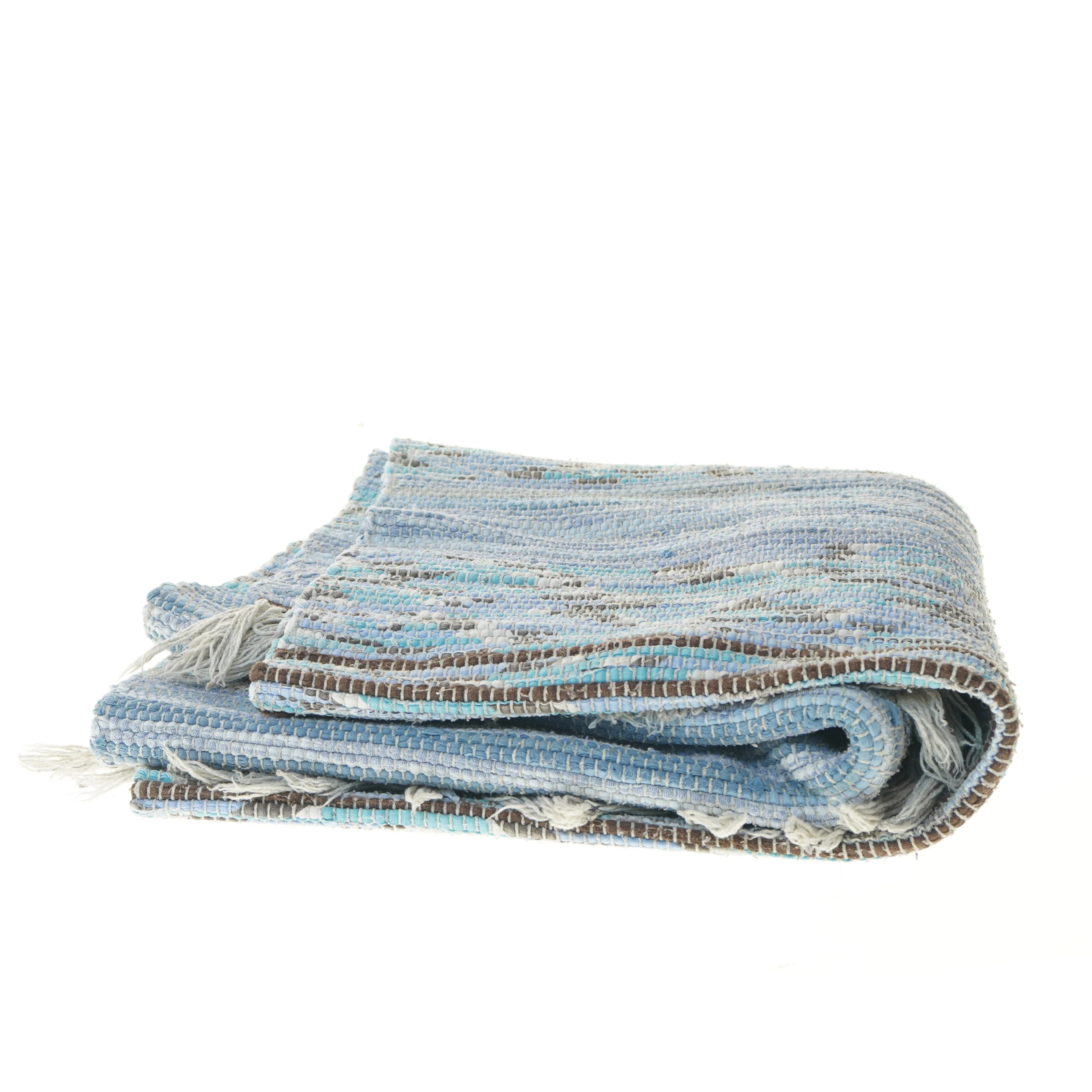 Blå vævet tæppe (str. 78x244 cm)