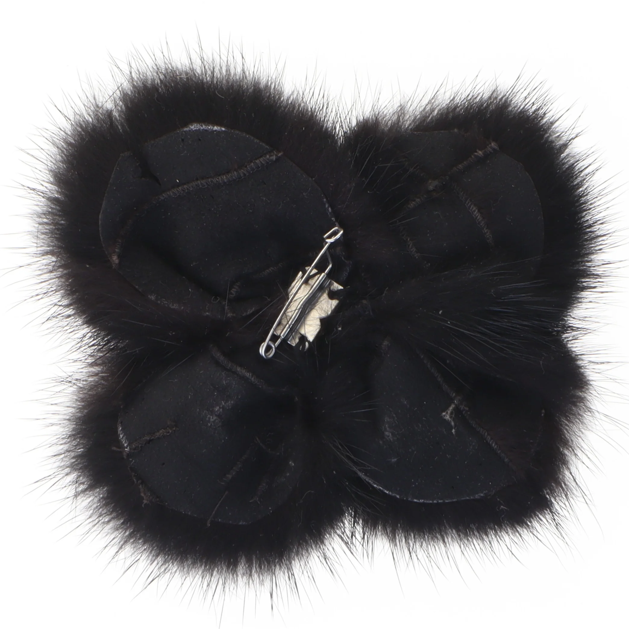 Sort pelsbrosche (str. 10 x 9 cm)