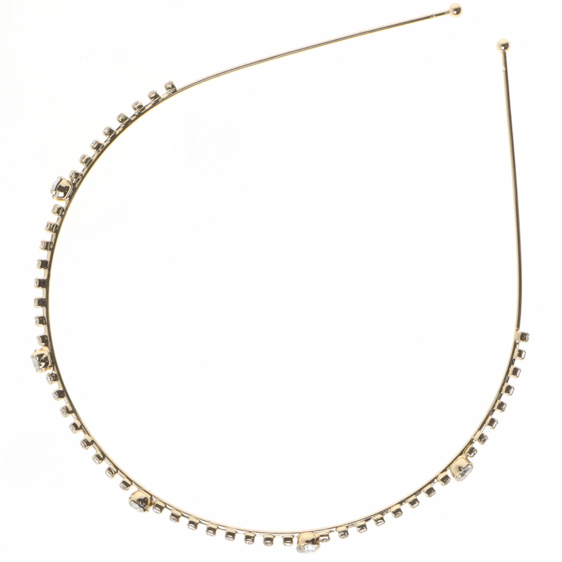 Guld farvet hårbøjle med krystaller (str. 12 cm)