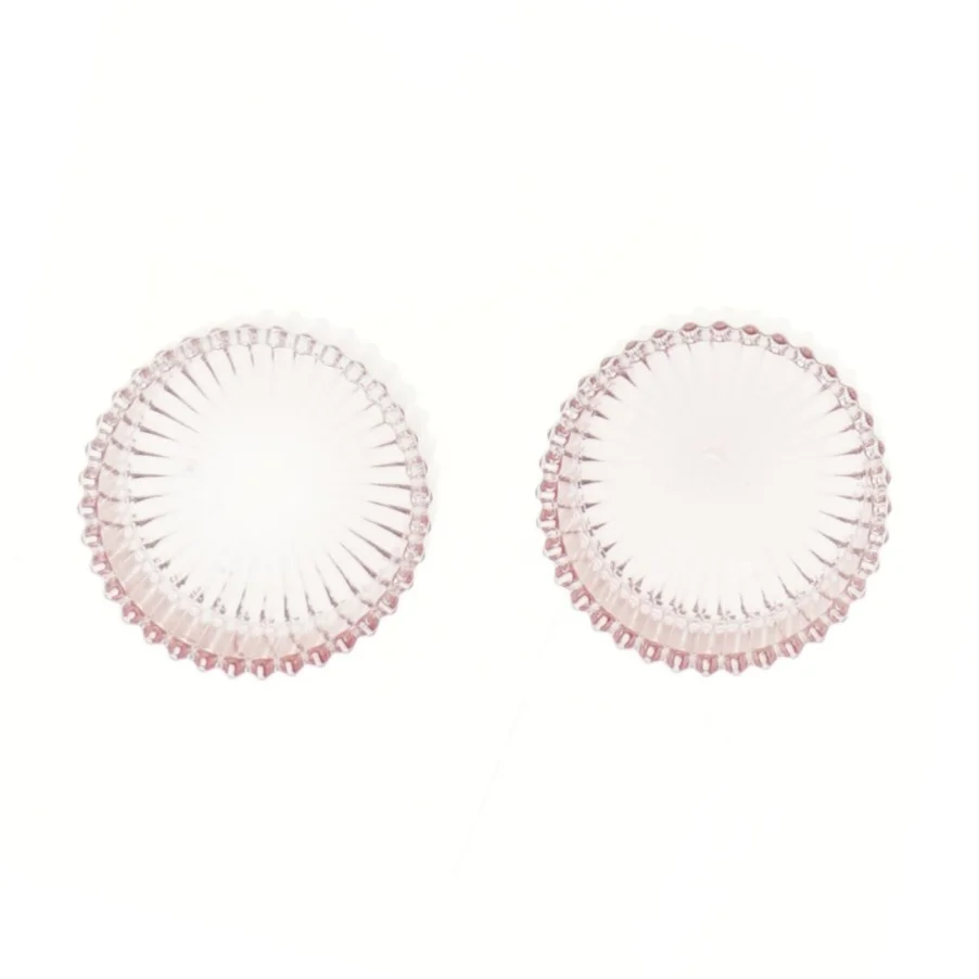 Lyserøde glaslysestager (str. 2 stk Ø 7 cm)