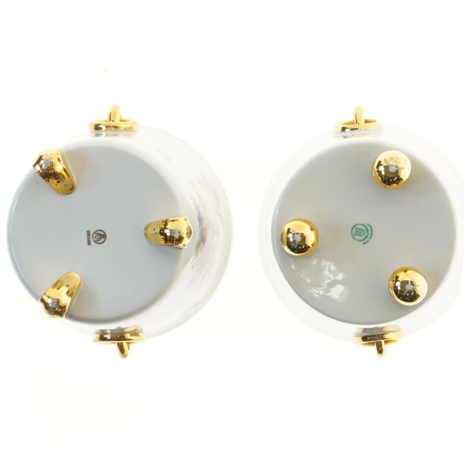 Dekorative blomsterkrukker med gulddetaljer fra Weisswasser (str. 16x14 cm)