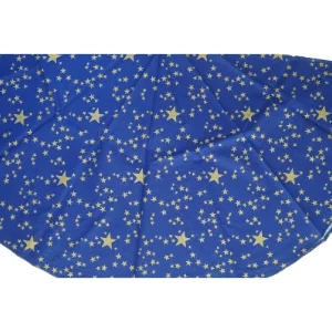 Blåt stof med guldstjerne mønster (str. 150 cm)