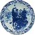 Dekorativ tallerken med blåt motiv (str. Ø 40 cm)