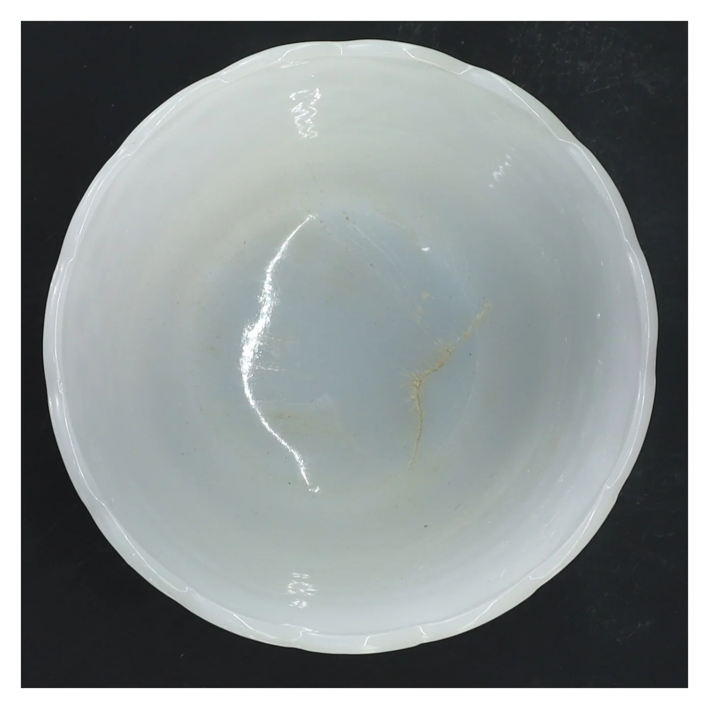 Hvid glas urtepotte med mønster (str. Ø 12,5 cm længde 12 cm)