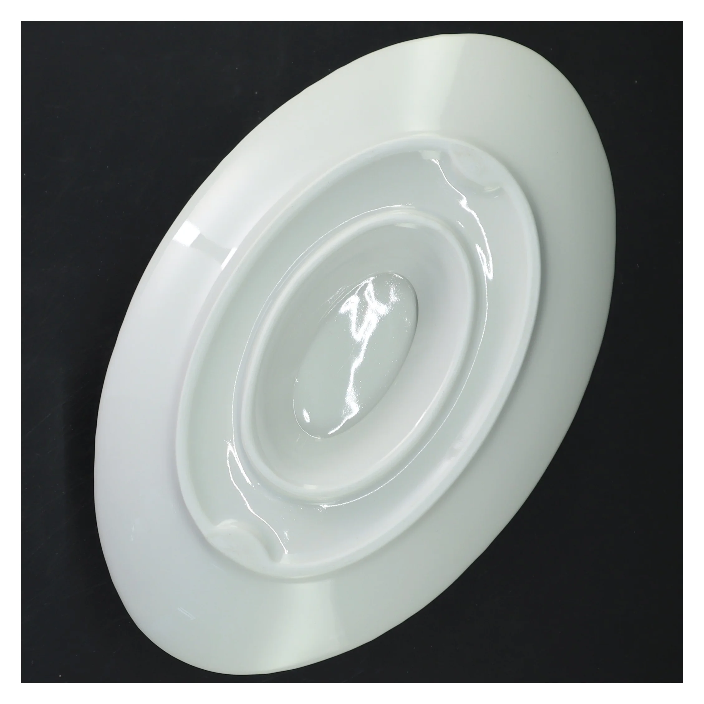 Hvid sauceskål med underkop (str. 11x24x14 cm)