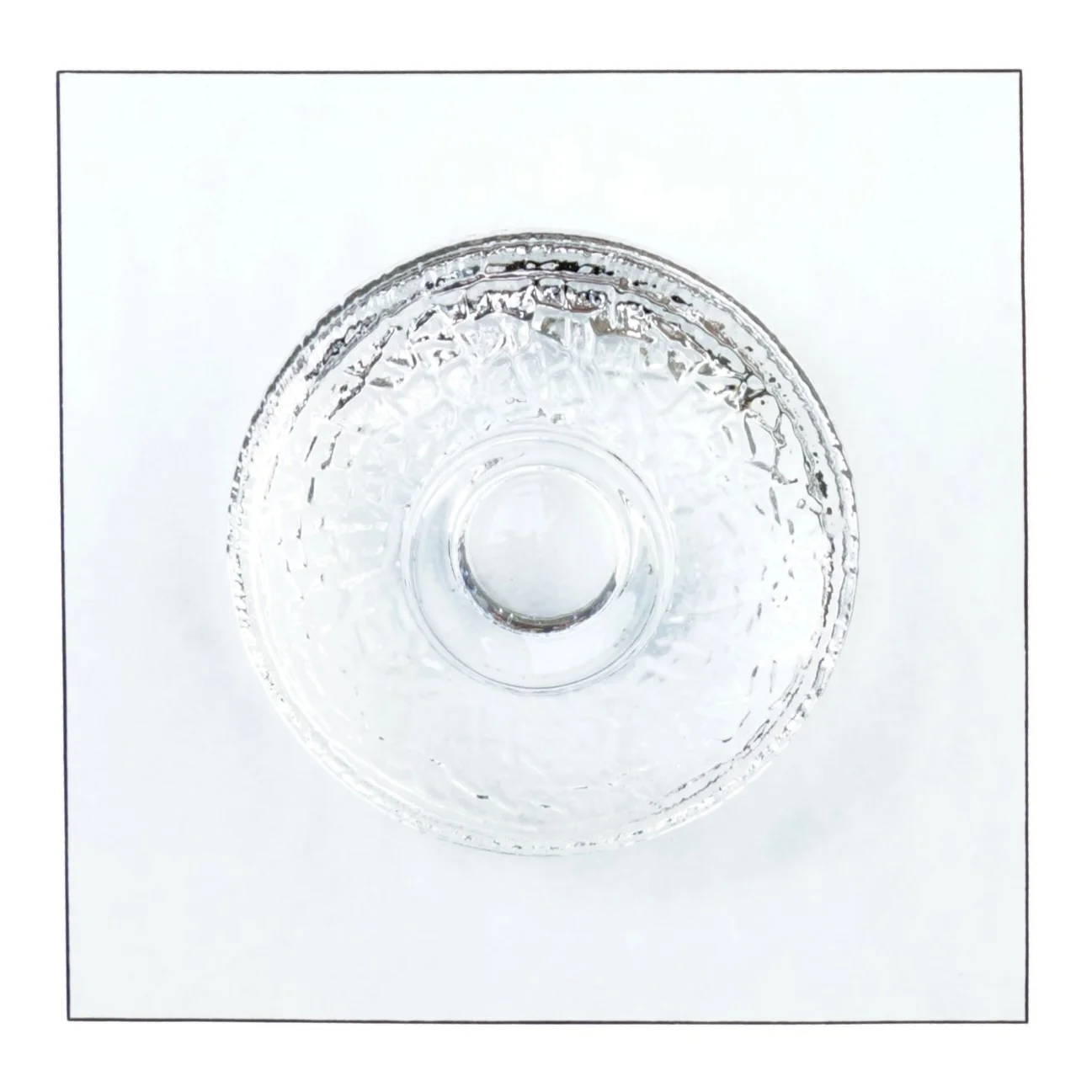 Lysestage i glas til fyrfadslys (str. 13 cm)