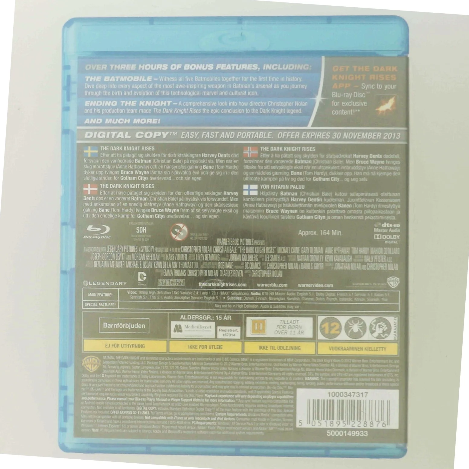 The Dark Knight Rises med Christian Bale (DVD)