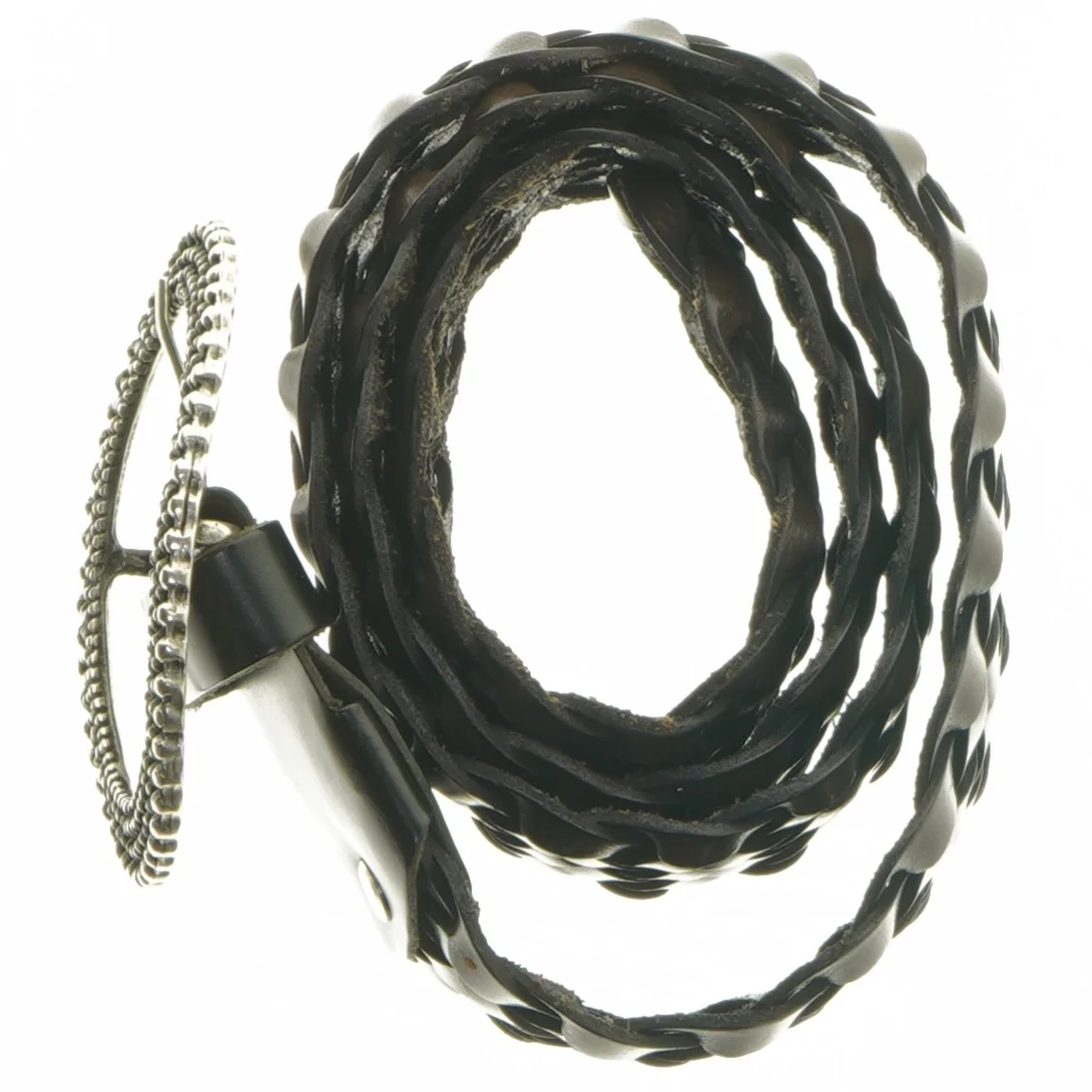 Flettet læderbælte (str. 103 cm)