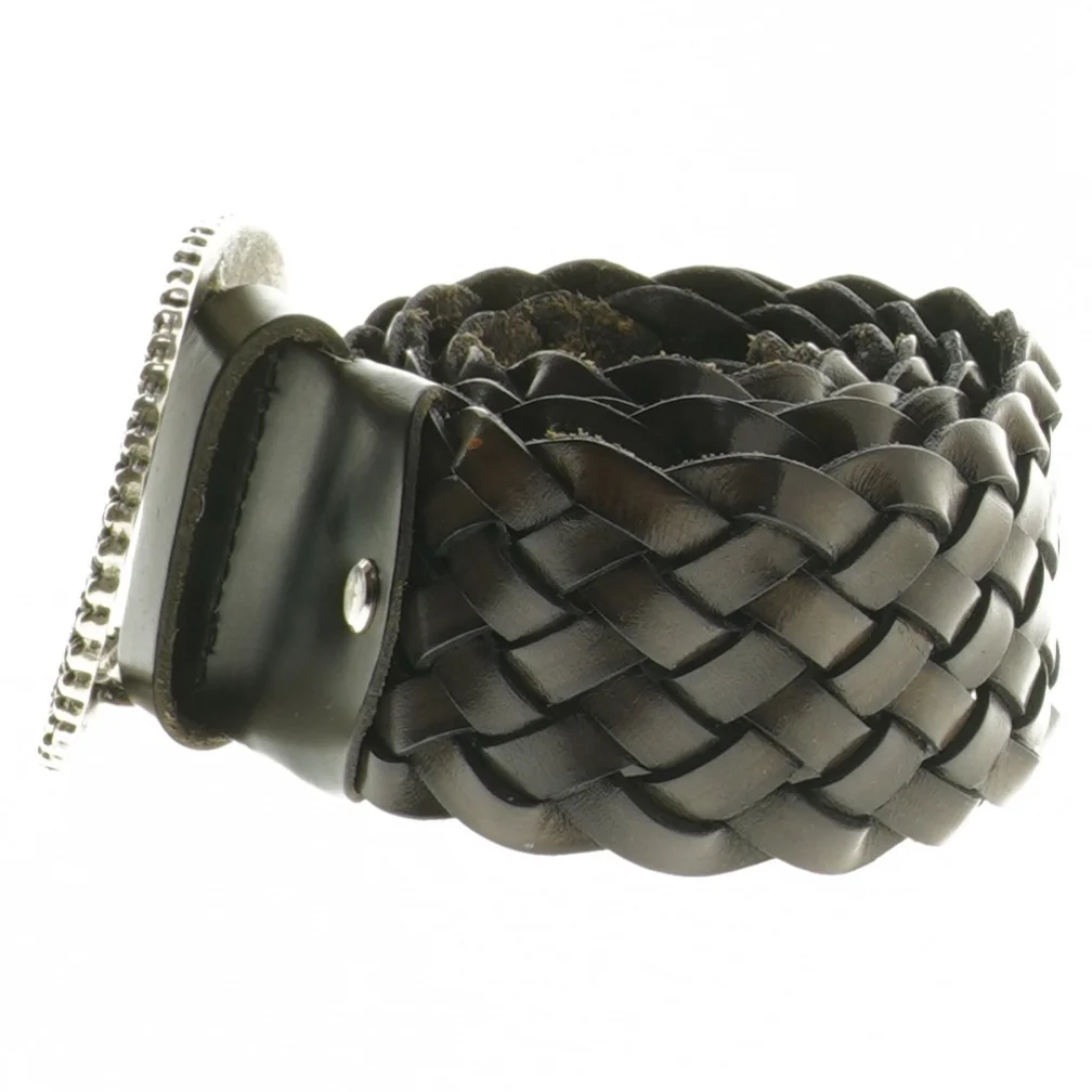 Flettet læderbælte (str. 103 cm)