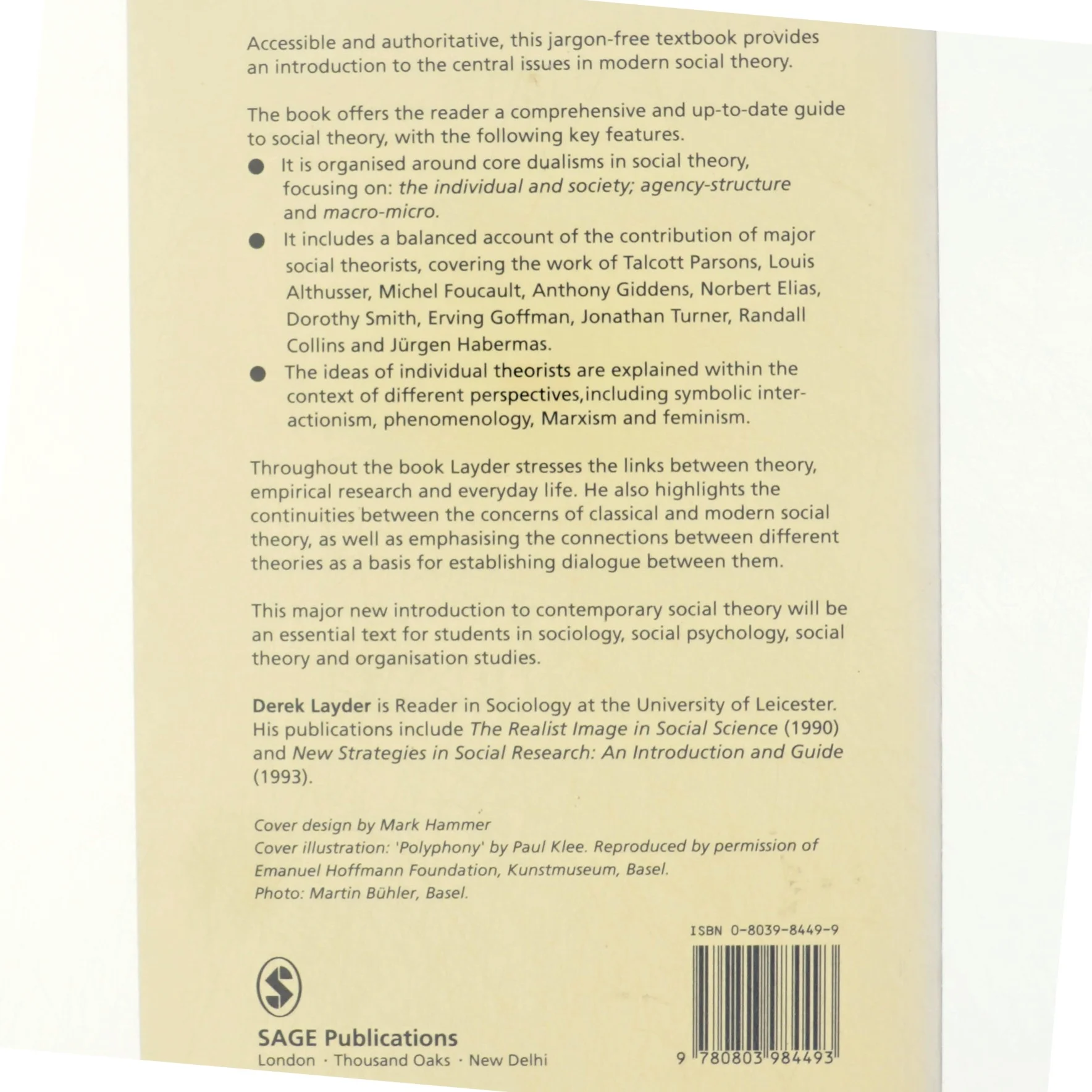 Understanding social theory af Derek Layder (Bog)