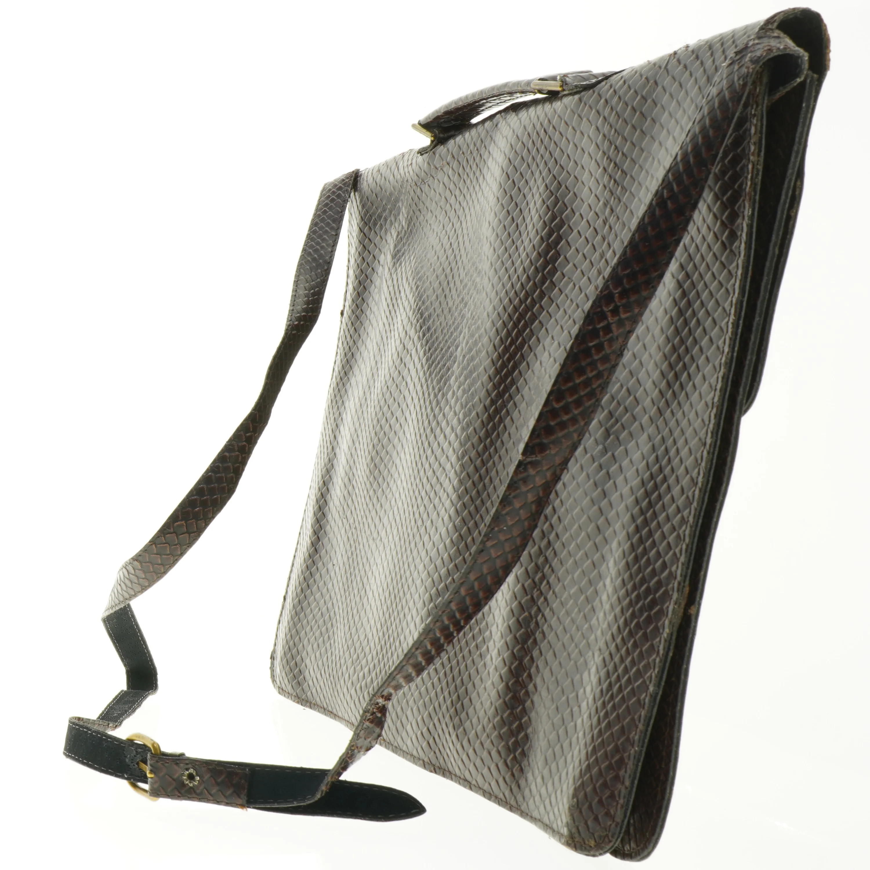 Brunt skind skuldertaske (str. 36 x 30 cm.)