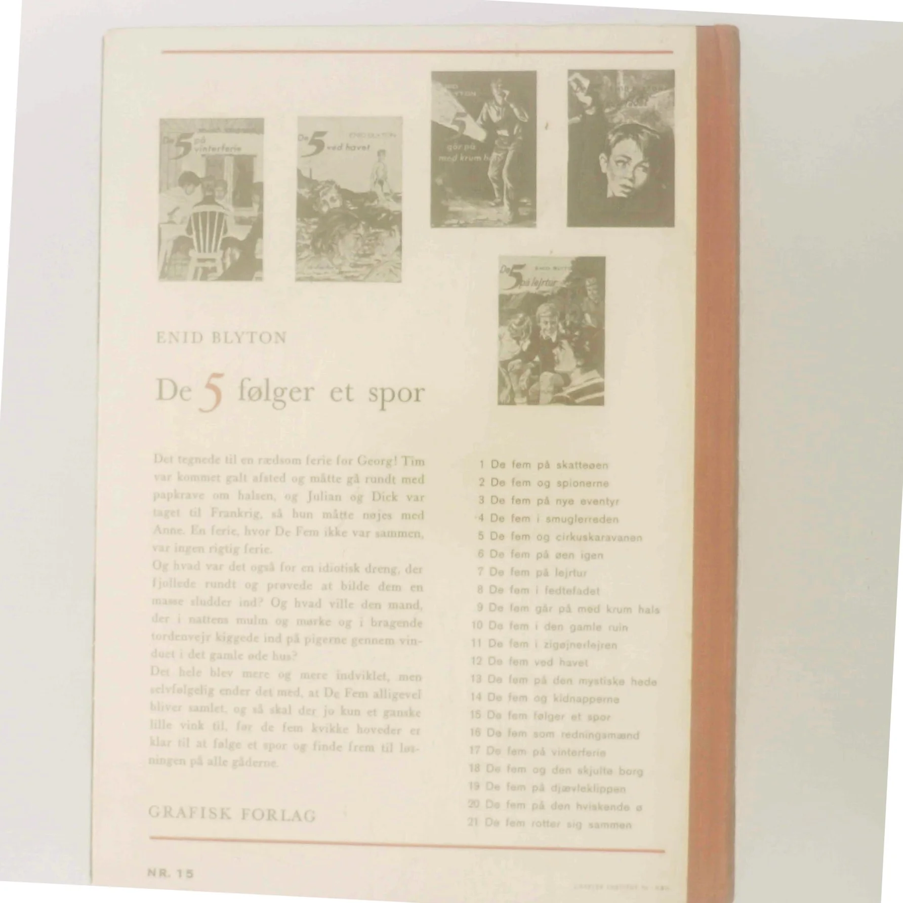 De 5 følger et spor af Enid Blyton (Bog)