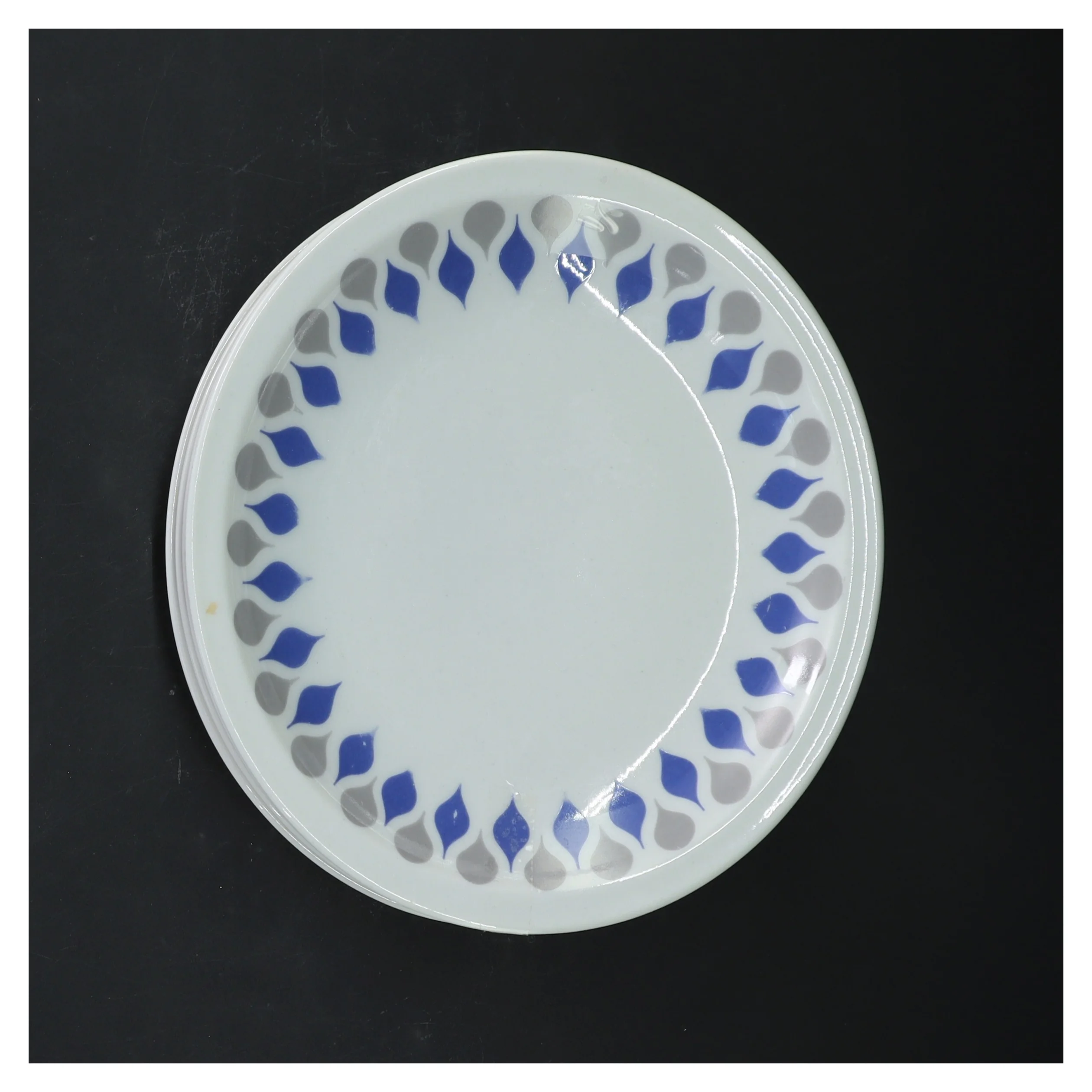 Blå dråbe fra lyngby porcelæn 5 kage tallerkener tallerkener med blå og grå mønster (str. 17 cm, 5 styk cm)