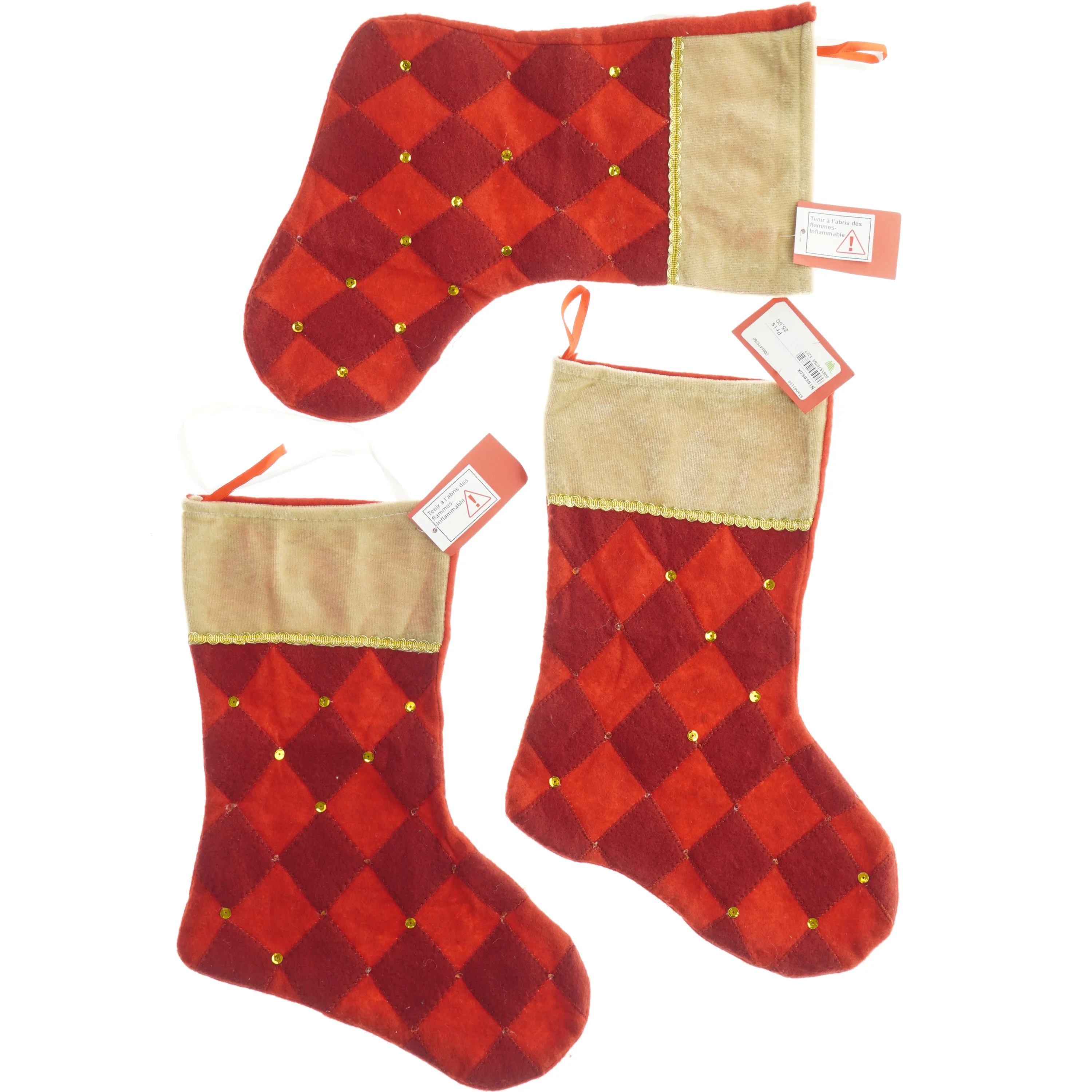 Julestrømper til nissemanden  i fløjl