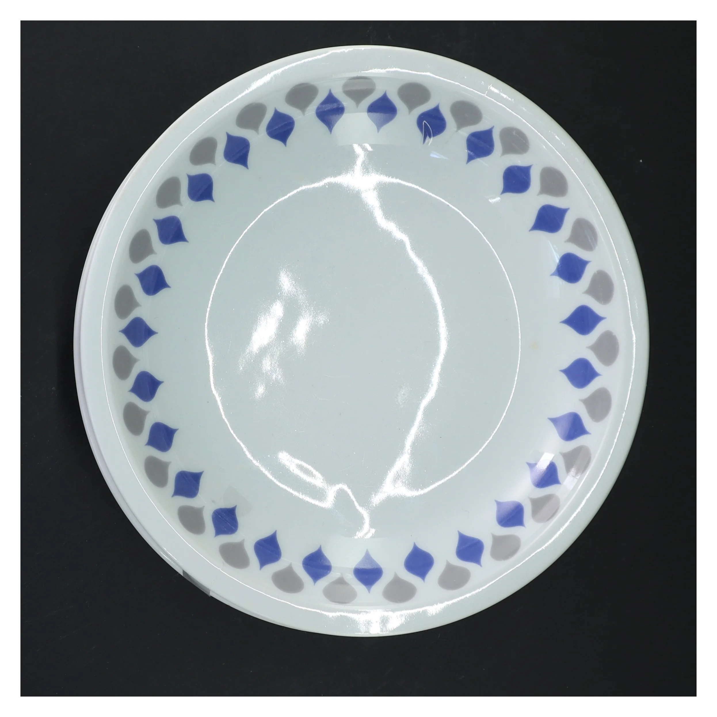 Blå dråbe fra lyngby poecelæn .Sæt med 5 dybe  tallerkener (str. 5 styk, ø 20,5 cm)