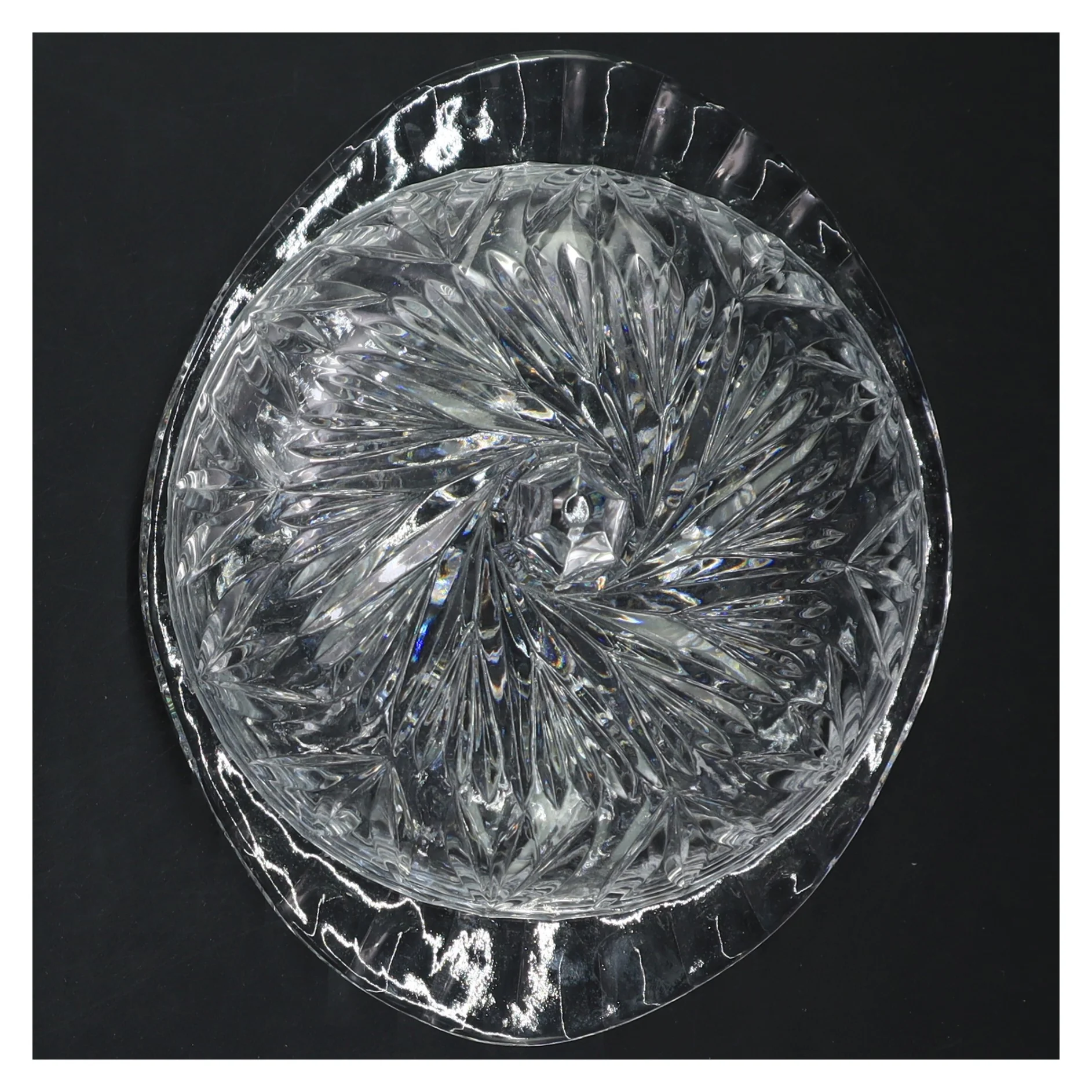 Krystal glas smørfad med låg (str. 18,5x15x10 cm)