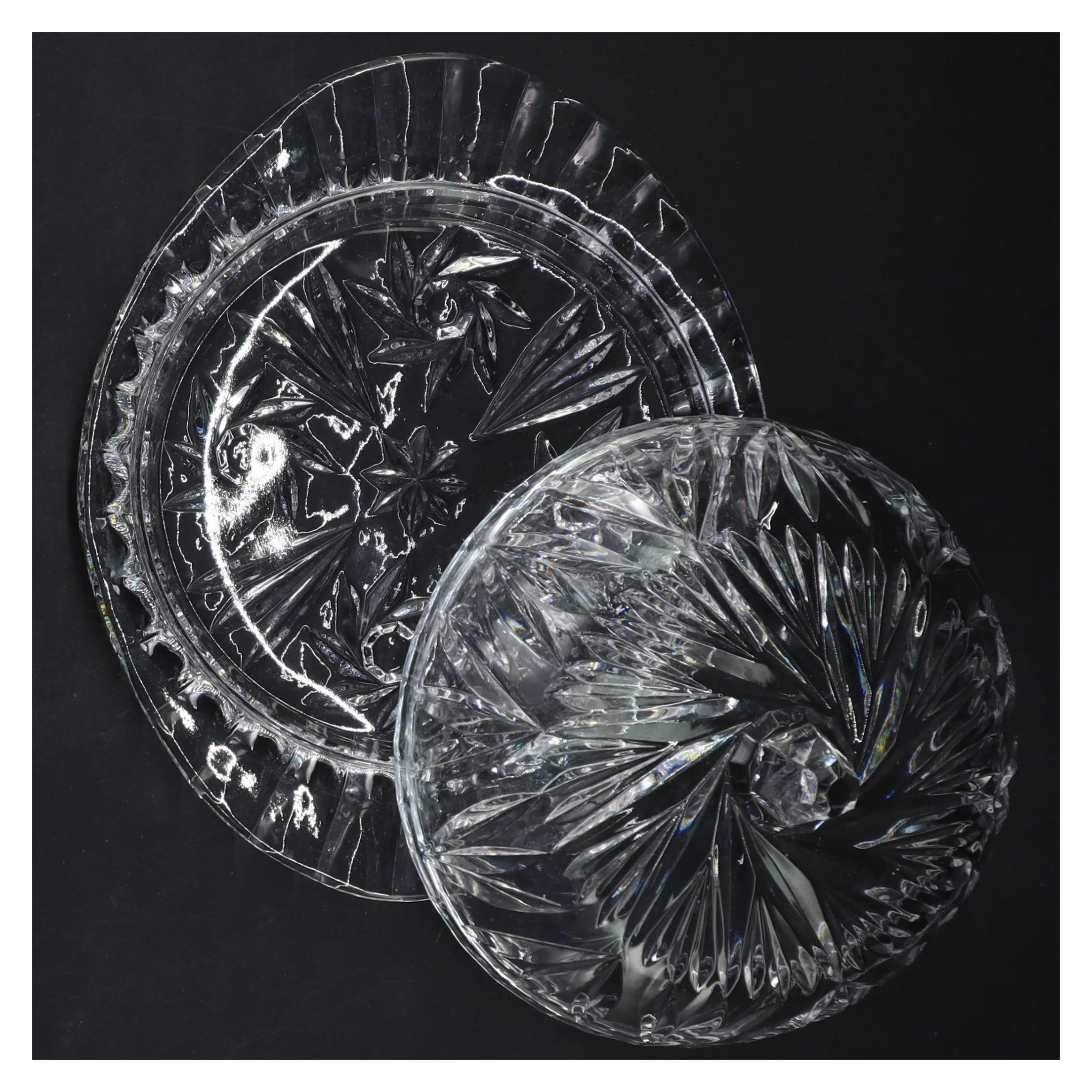 Krystal glas smørfad med låg (str. 18,5x15x10 cm)