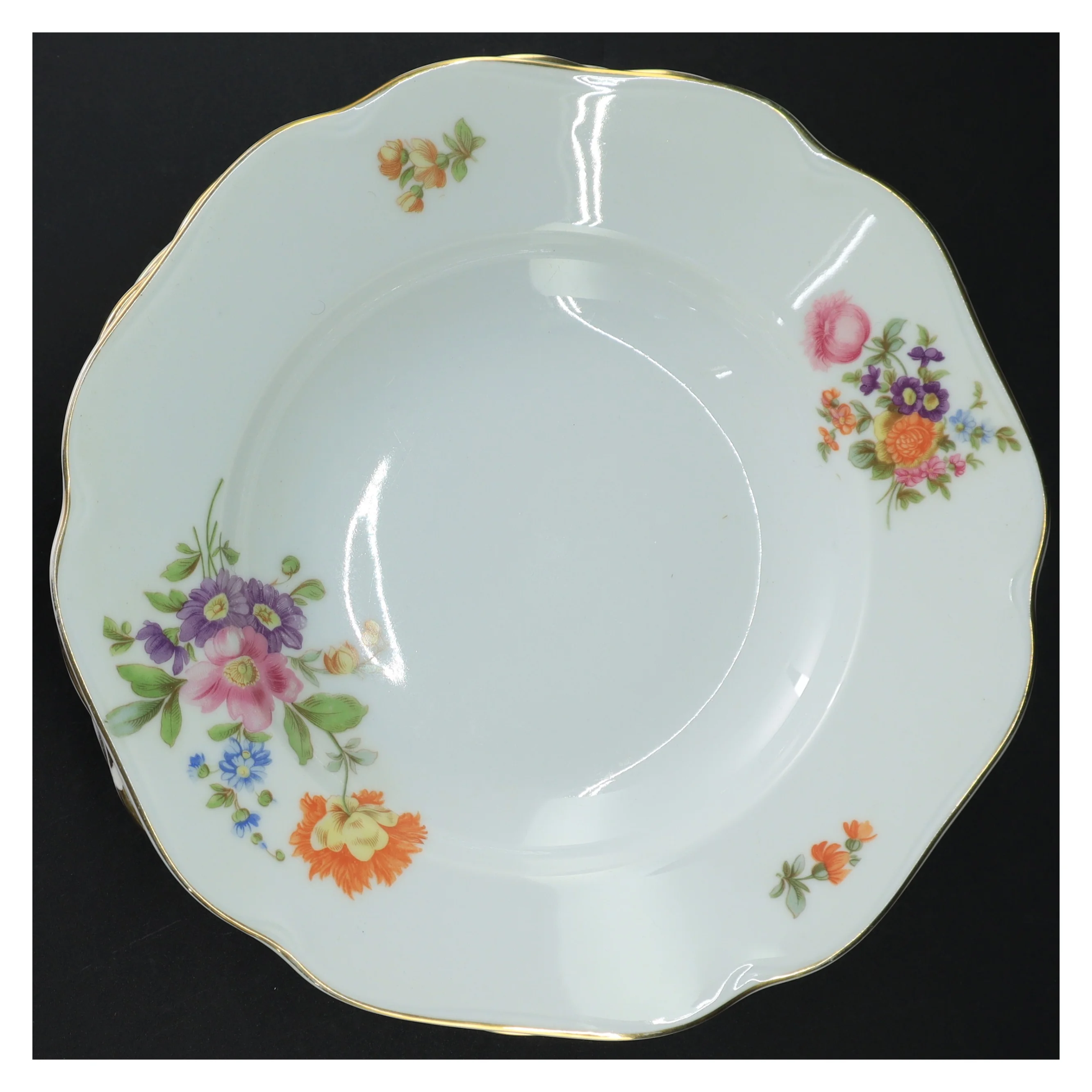 Porcelænsmiddagstallerkener med blomstermotiver (str. 25 cm)