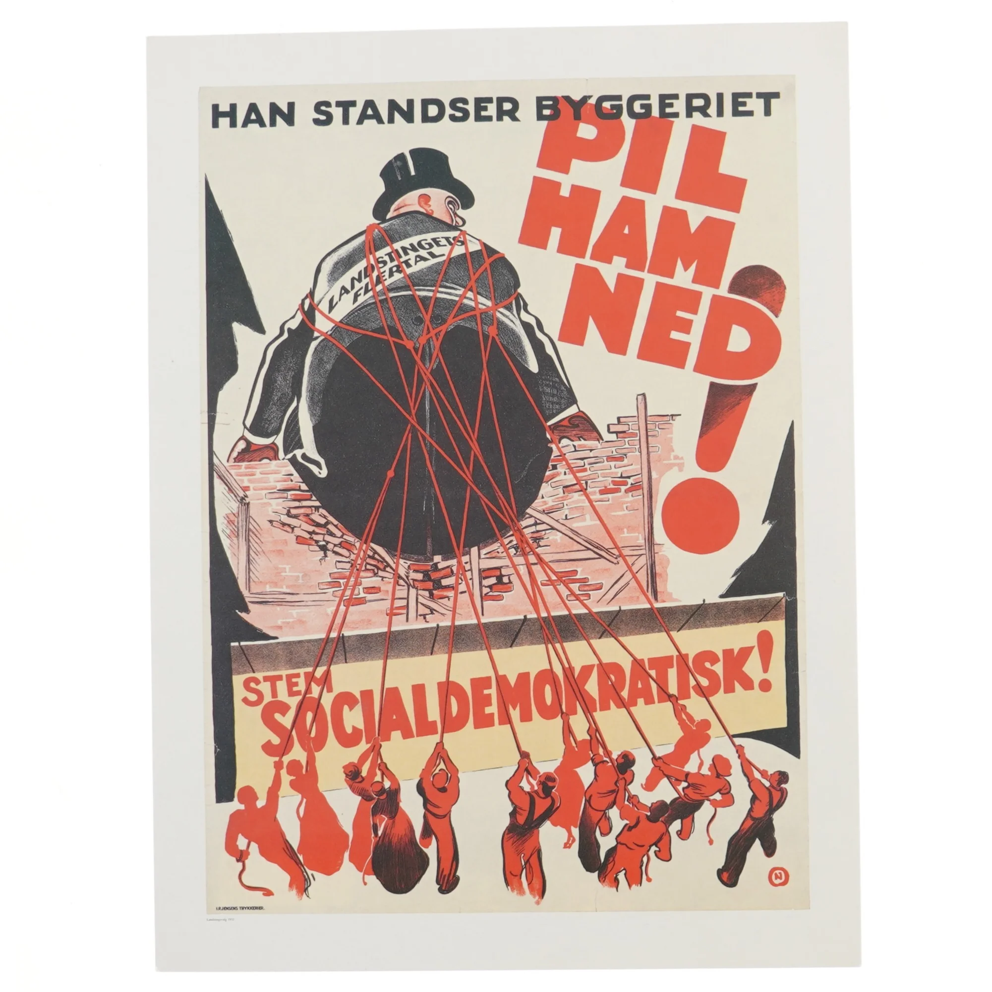 Plakat med politisk kunstmotiv (str. 40x30 cm)