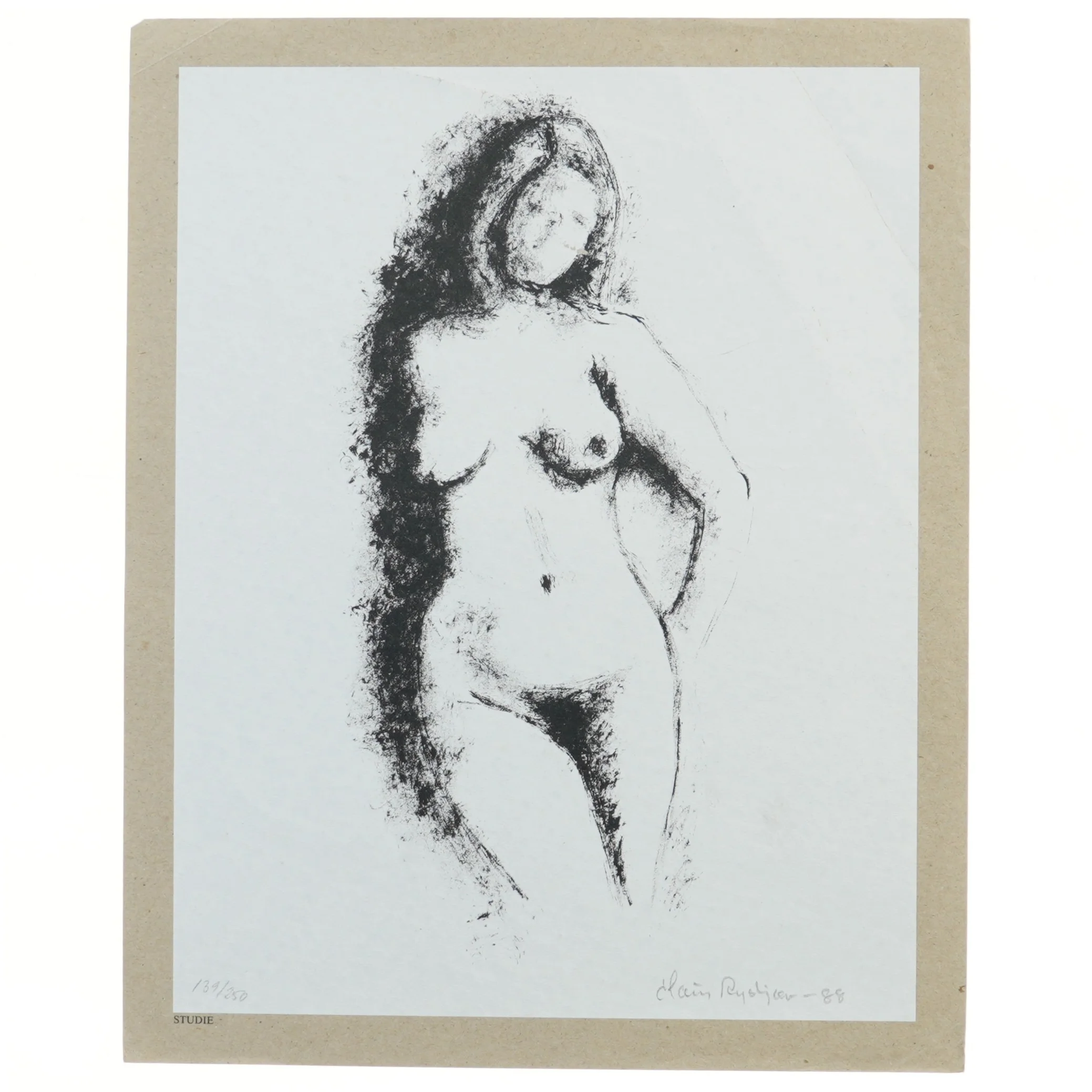  Studie billede af  kvinde (str. 34x42 cm). Signeret Claus Ryskjær 