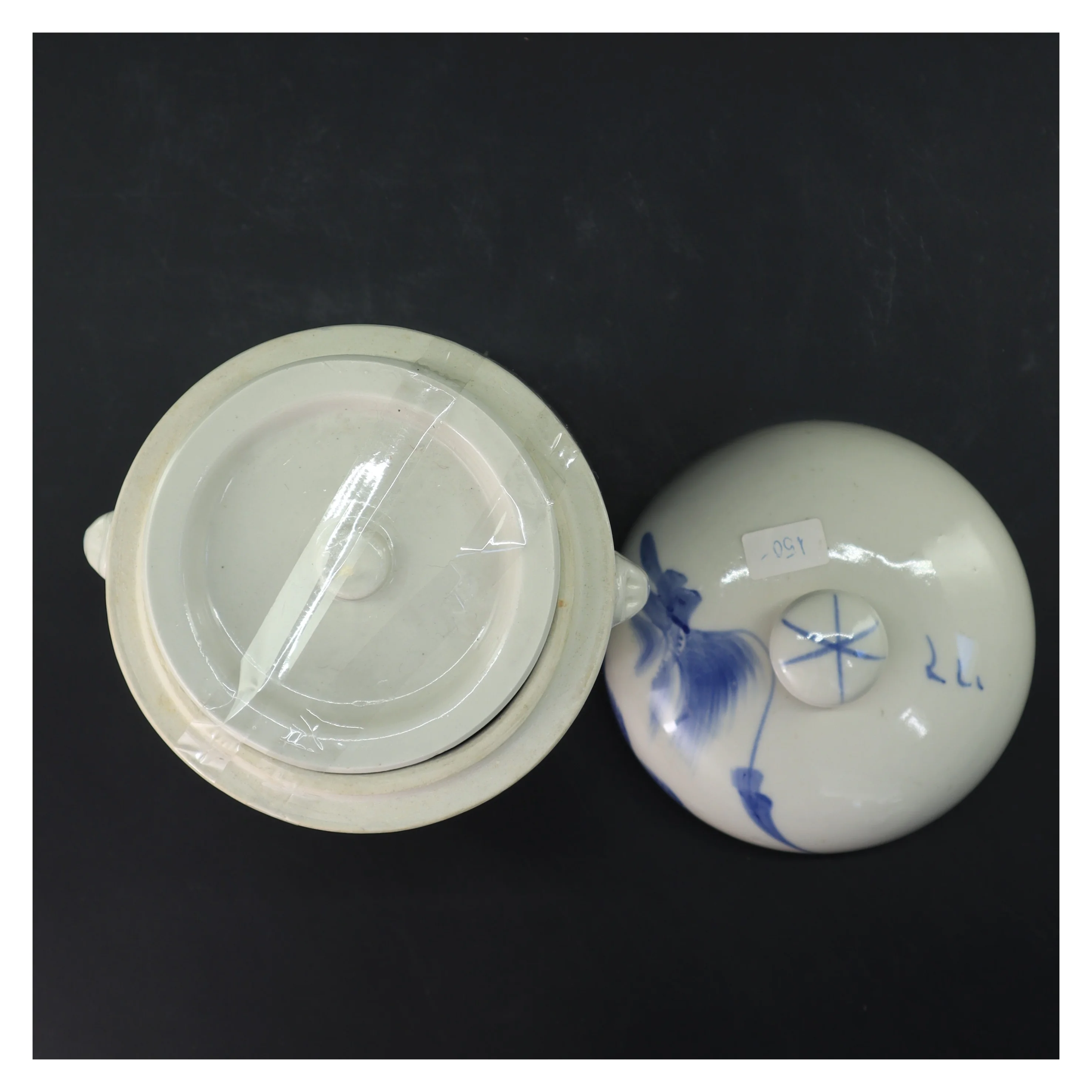 Orientalsk Fajance krukke med låg (str. 21 cm)