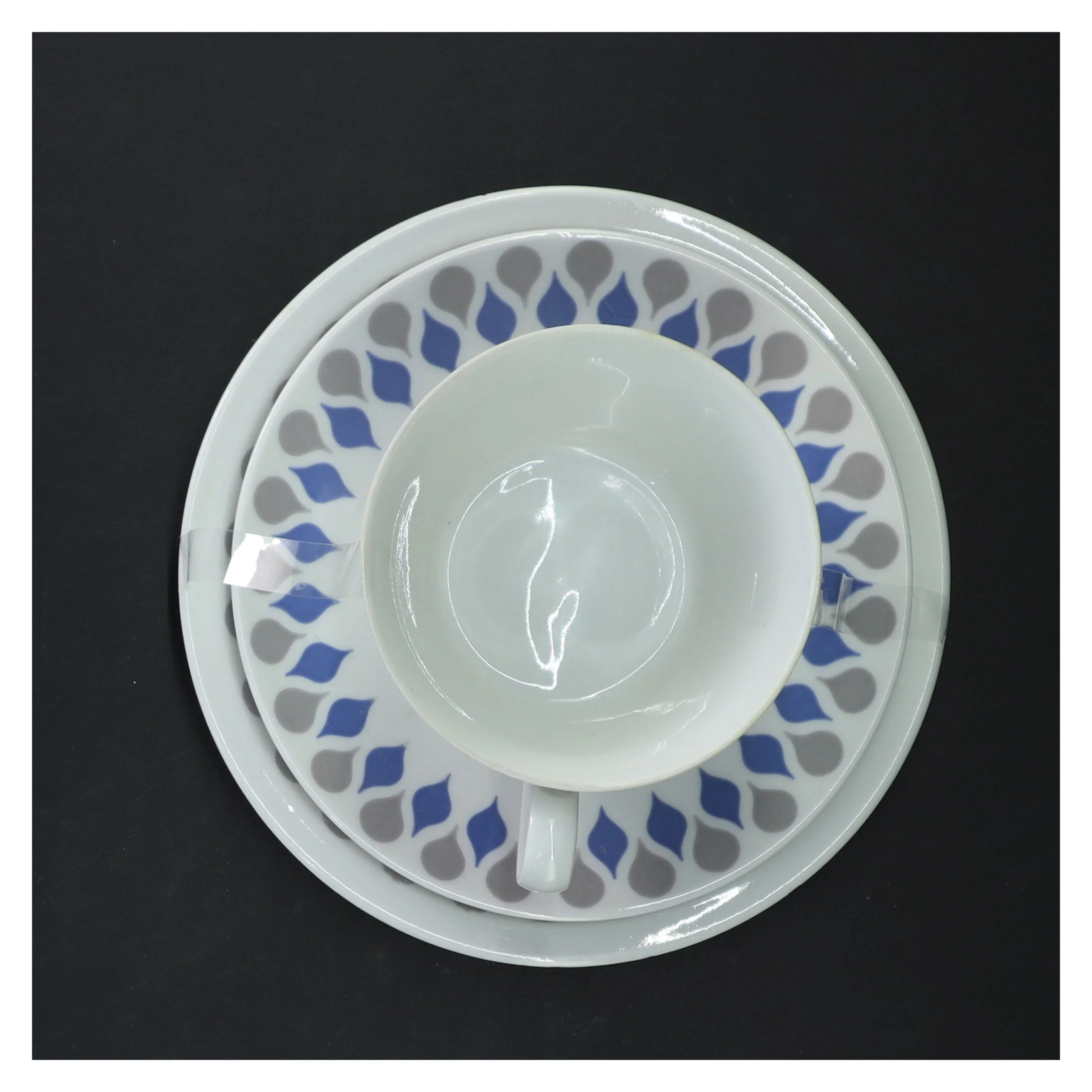 Blå dråbe fra Lymgby Porcelæns Thekop med tallerken (str. Ø 10-18 cm)