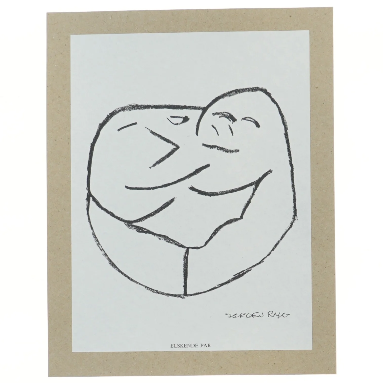 Tegning af elskende par fra Jørgen Ryg (str. 30,5x24 cm)
