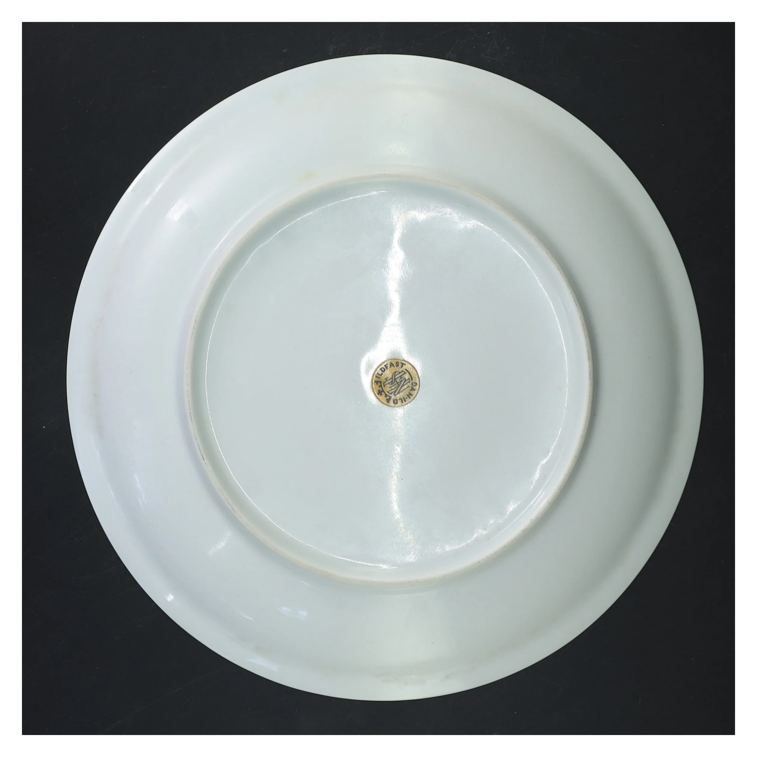 Tallerken 60lå dråbe  med blåt og gråt mønster (str. Ø 24 cm)