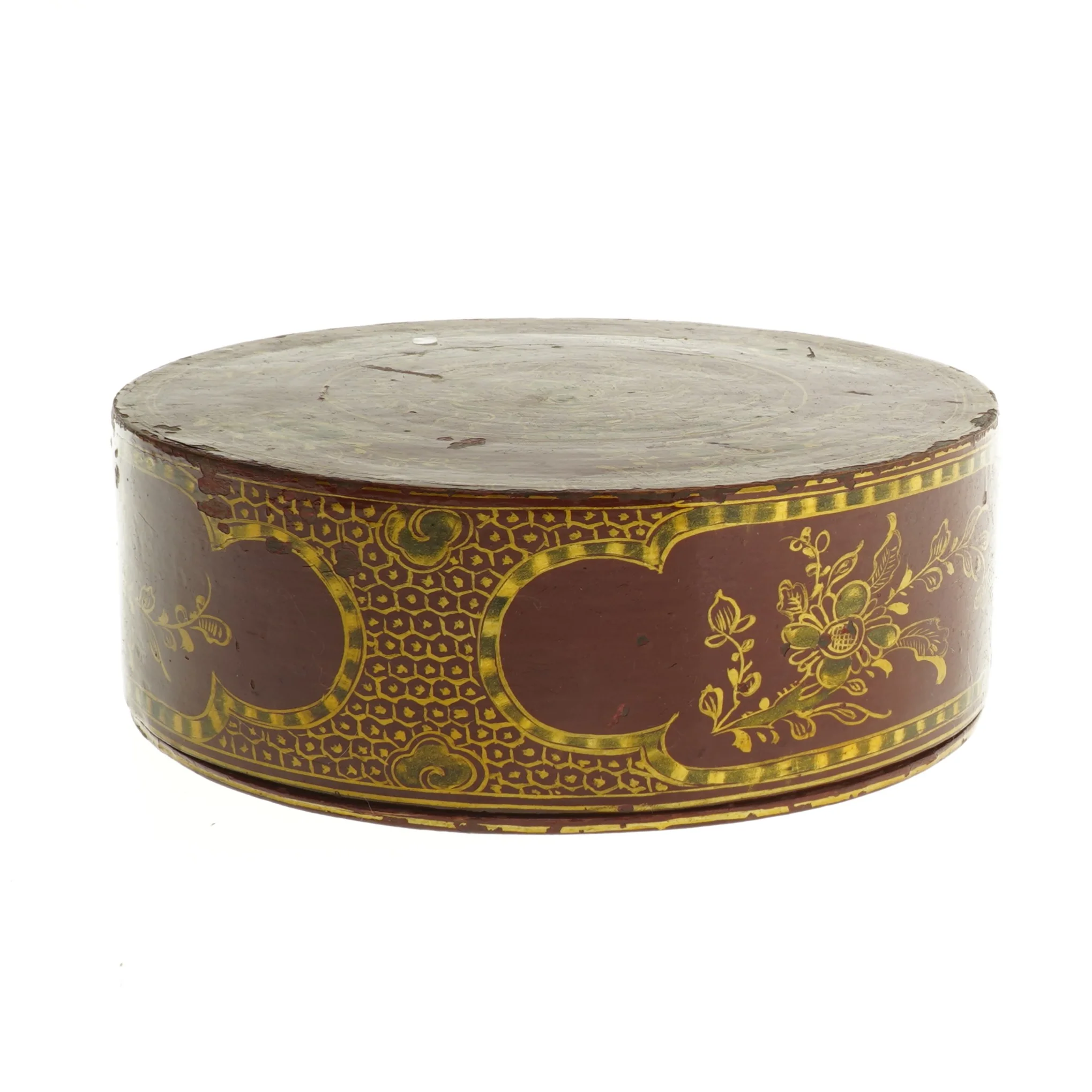 Dekorativ rund opbevaringsæske til smykker mm. (str. Ø 20 cm)